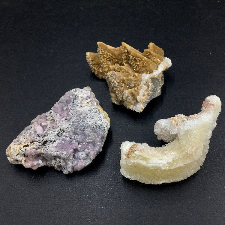 Santa Eulalia MX Set: Selenite, Smithsonite, Dogtooth Calcite MINI35