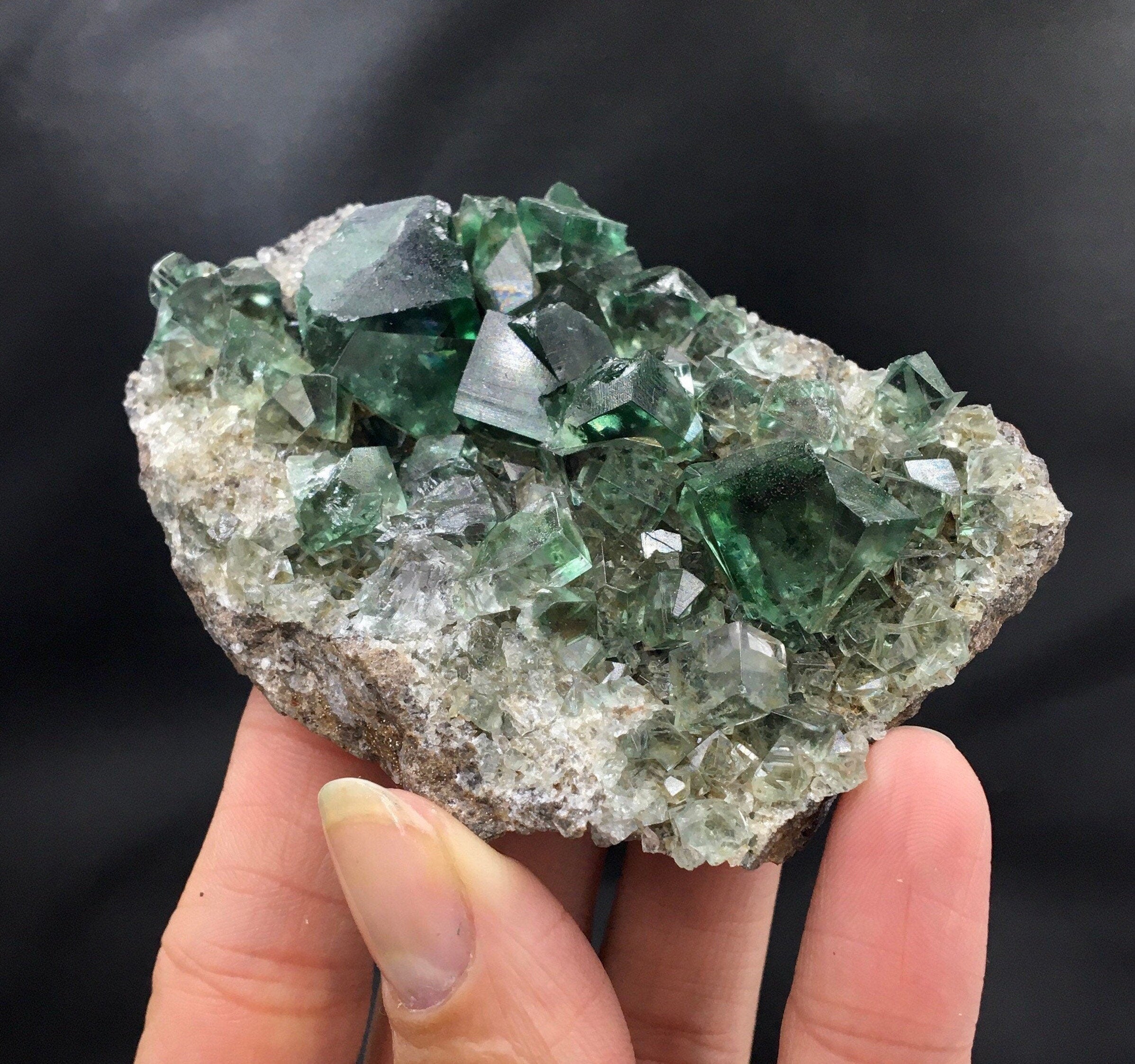 Green Fluorite Cluster--Fairy Holes Pocket, Lady Annabella Mine, England FLUO8