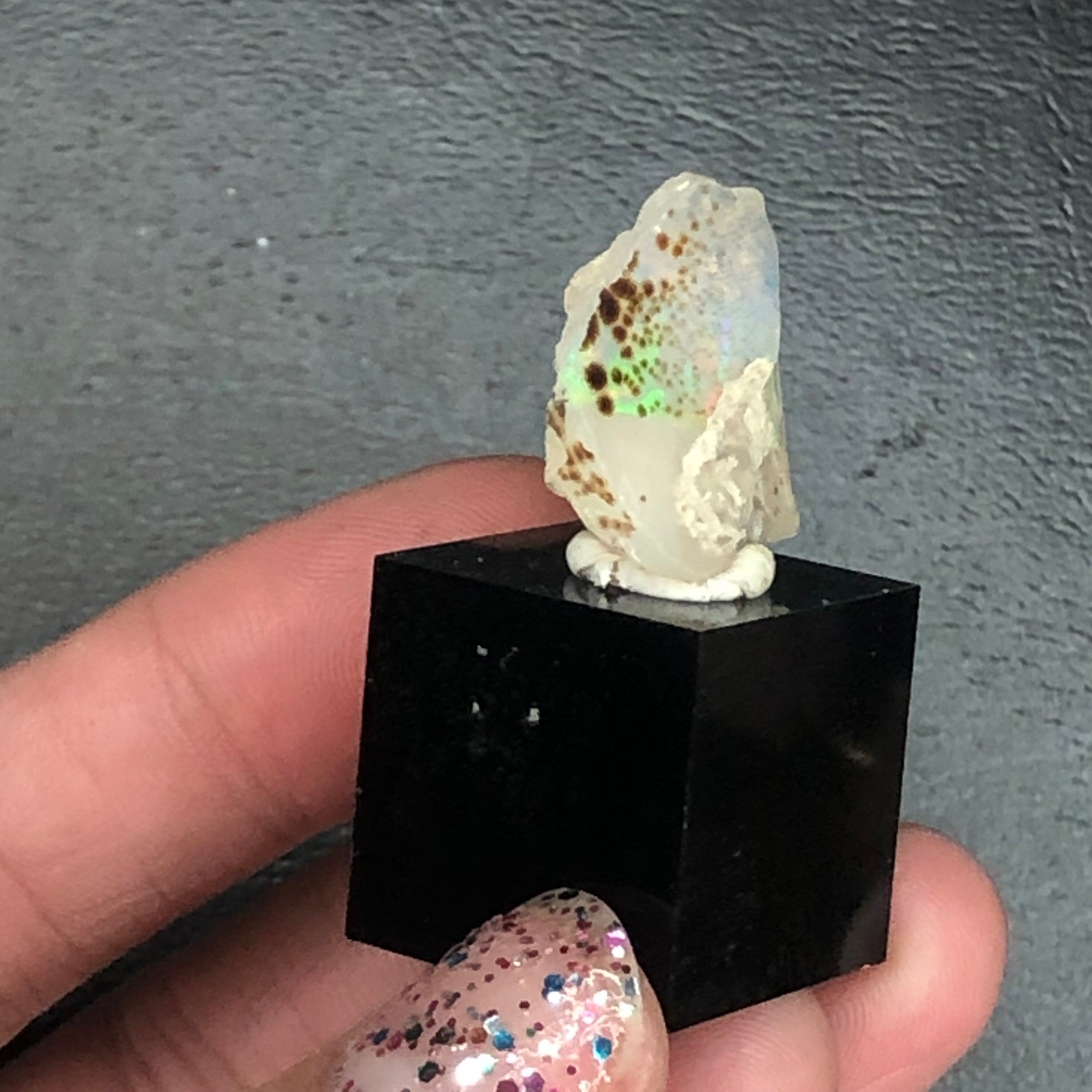 Ethiopian Opal Raw Specimen: Rainbow Fire, Leopard Print--Ethiopia MINI4