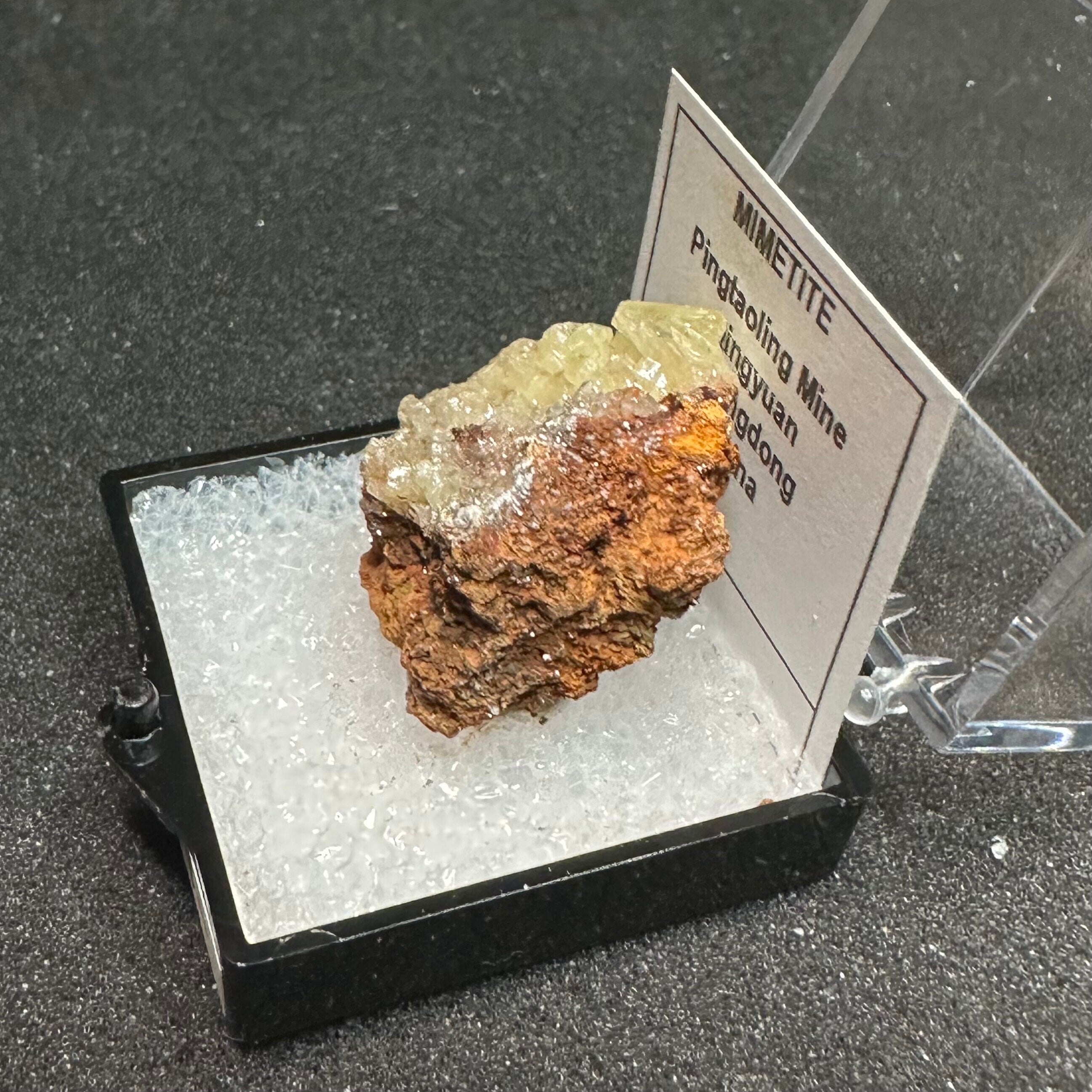 Mimetite on Matrix (Thumbnail Specimen)--Pingtaoling Mine, China TN11