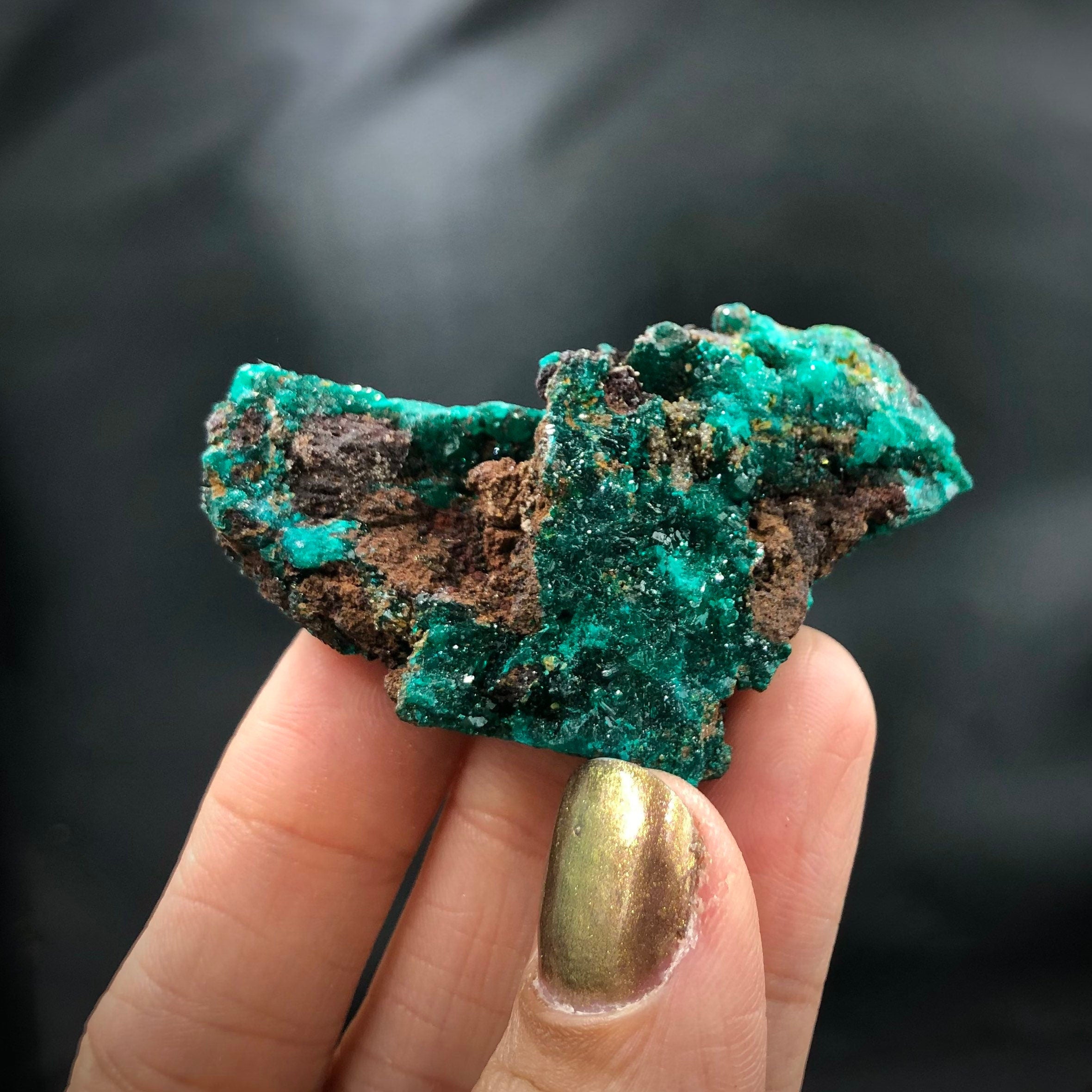 Dioptase Mimetite Cluster (Miniature)--N’tola, Mindouli, Congo A-E5