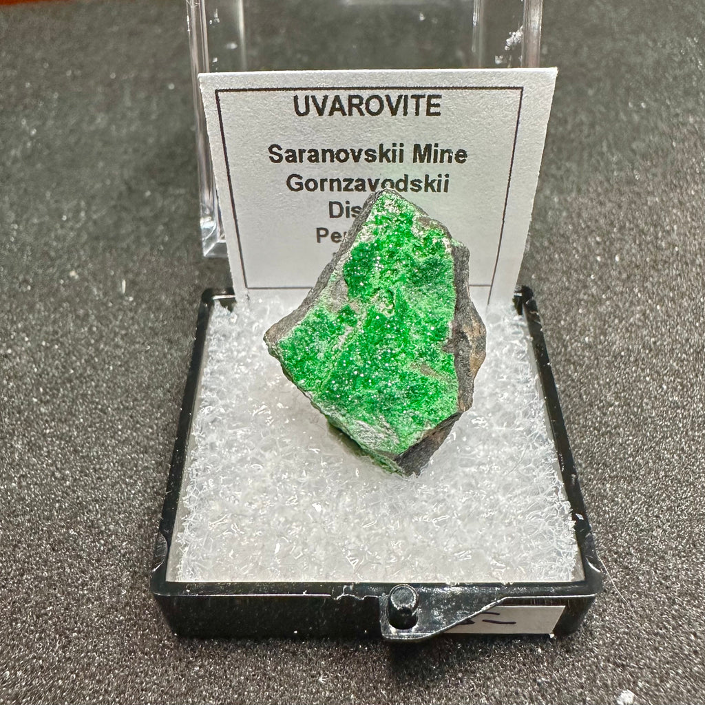 Uvarovite Green Garnets (Thumbnail Specimen)-- Saranovskii Mine, Russia TN22