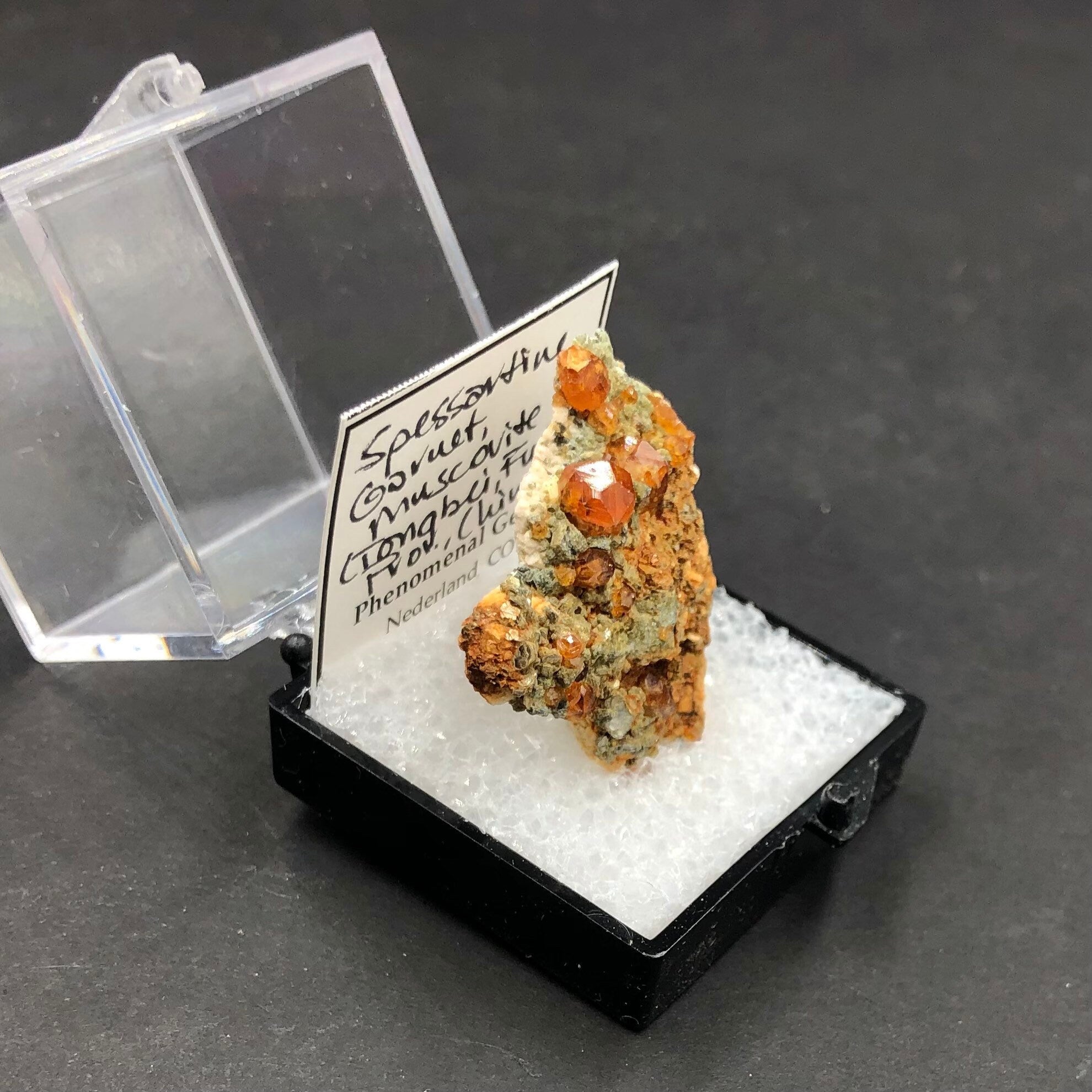 Spessartine Garnet Mica (Thumbnail Specimen)--Tongbei, China (TN16)