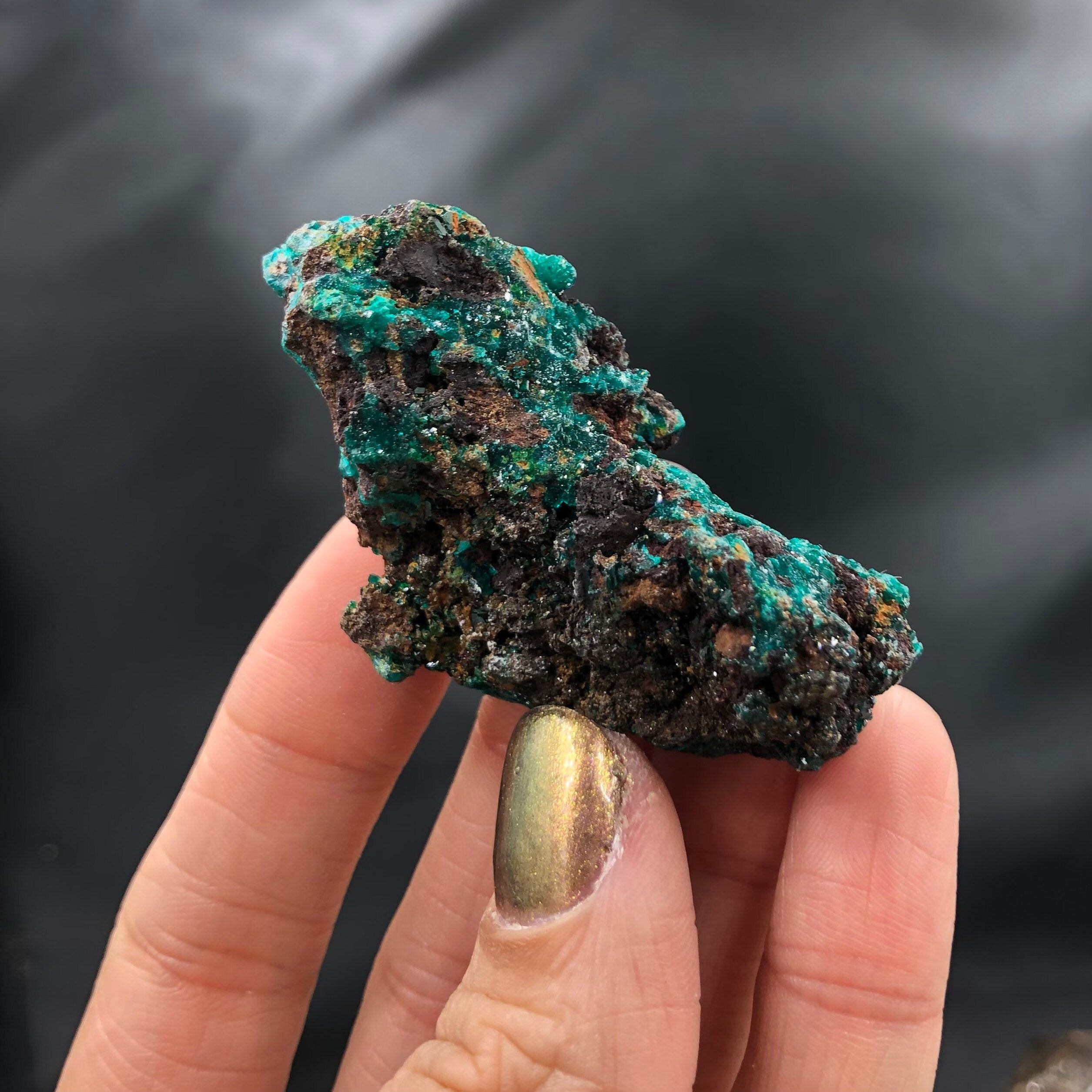 Dioptase Mimetite Cluster (Miniature)--N’tola, Mindouli, Congo A-E5