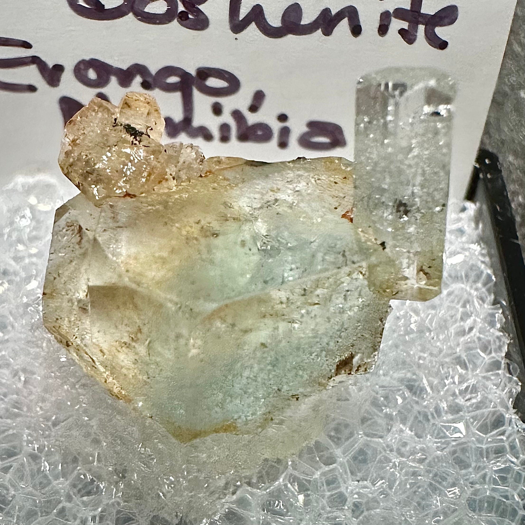 Aquamarine Goshenite Bicolored Crystal (Thumbnail Specimen)--Erongo, Namibia TN26