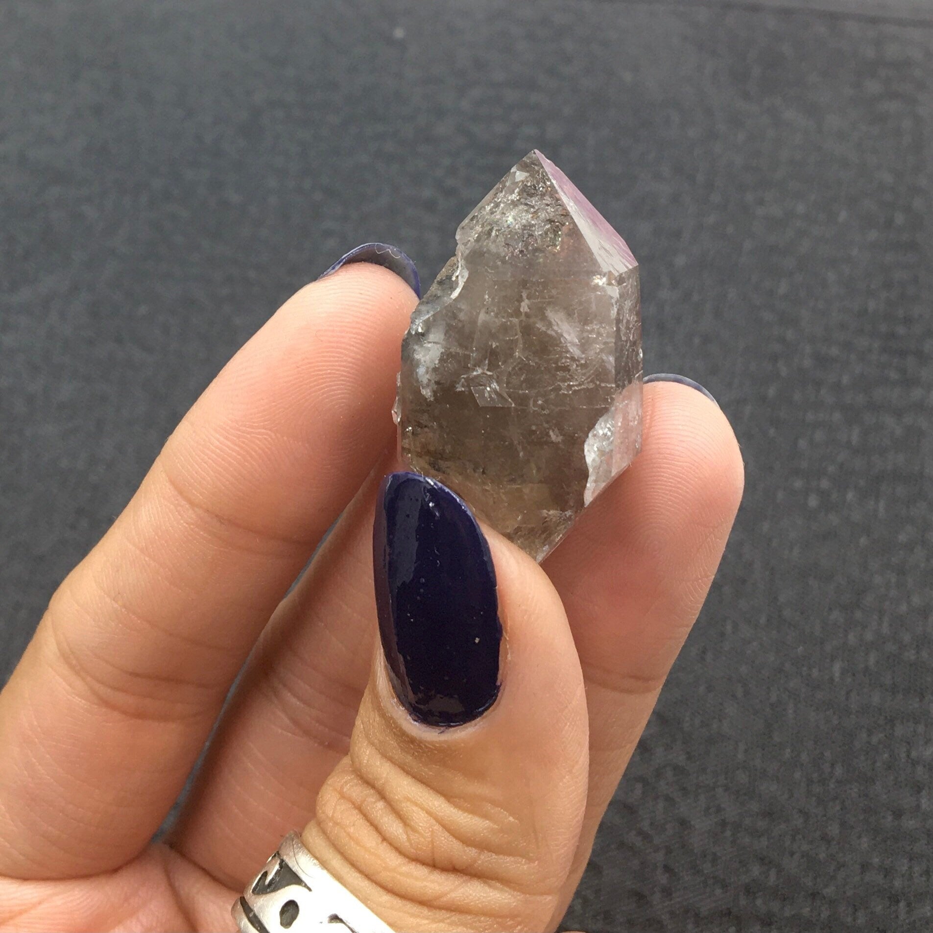 "Black Diamond" (Inclusions) Herkimer Diamond Quartz--Birthday Pocket, Diamond Mtn, New York USA SELF12