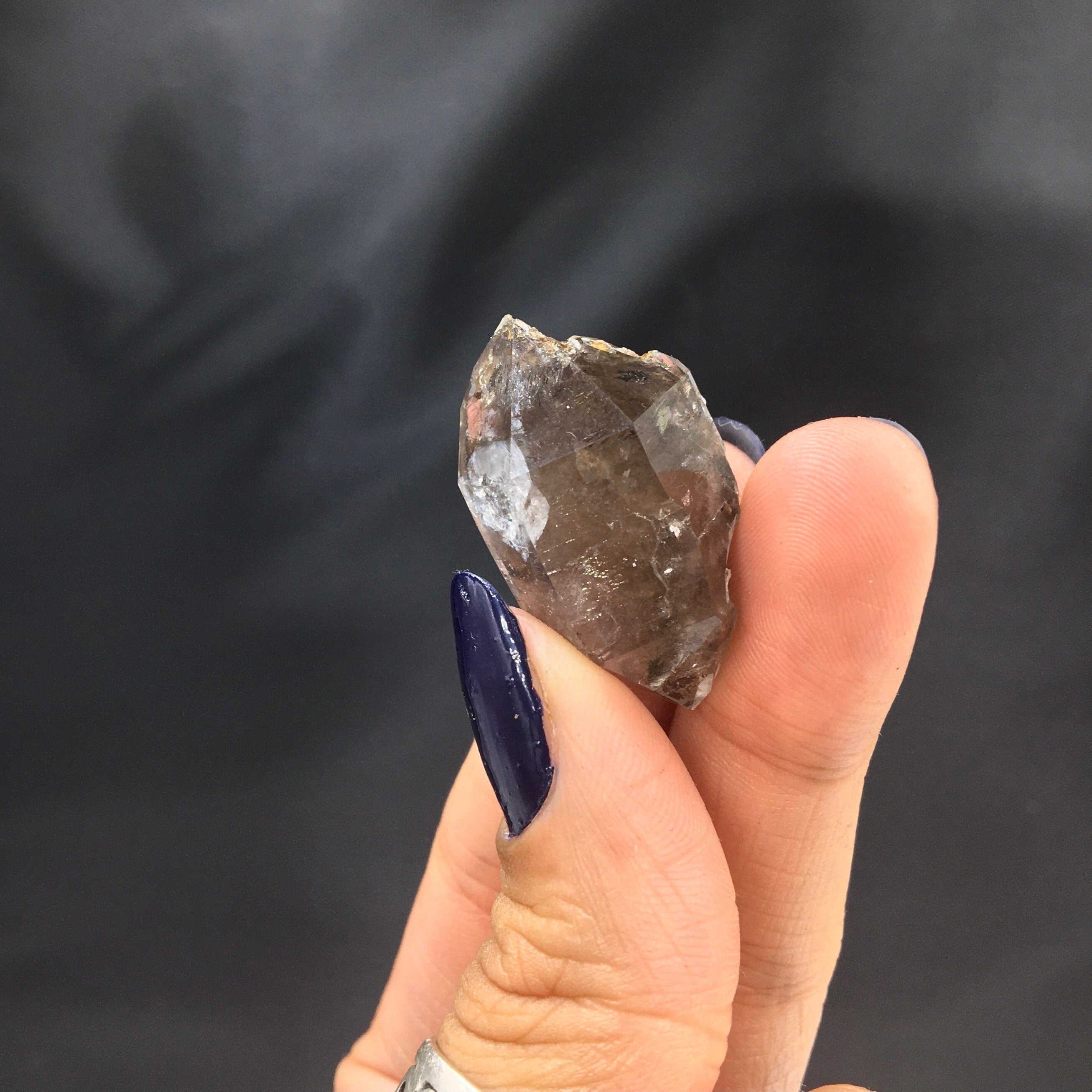 "Black Diamond" (Inclusions) Herkimer Diamond Quartz--Birthday Pocket, Diamond Mtn, New York USA SELF12