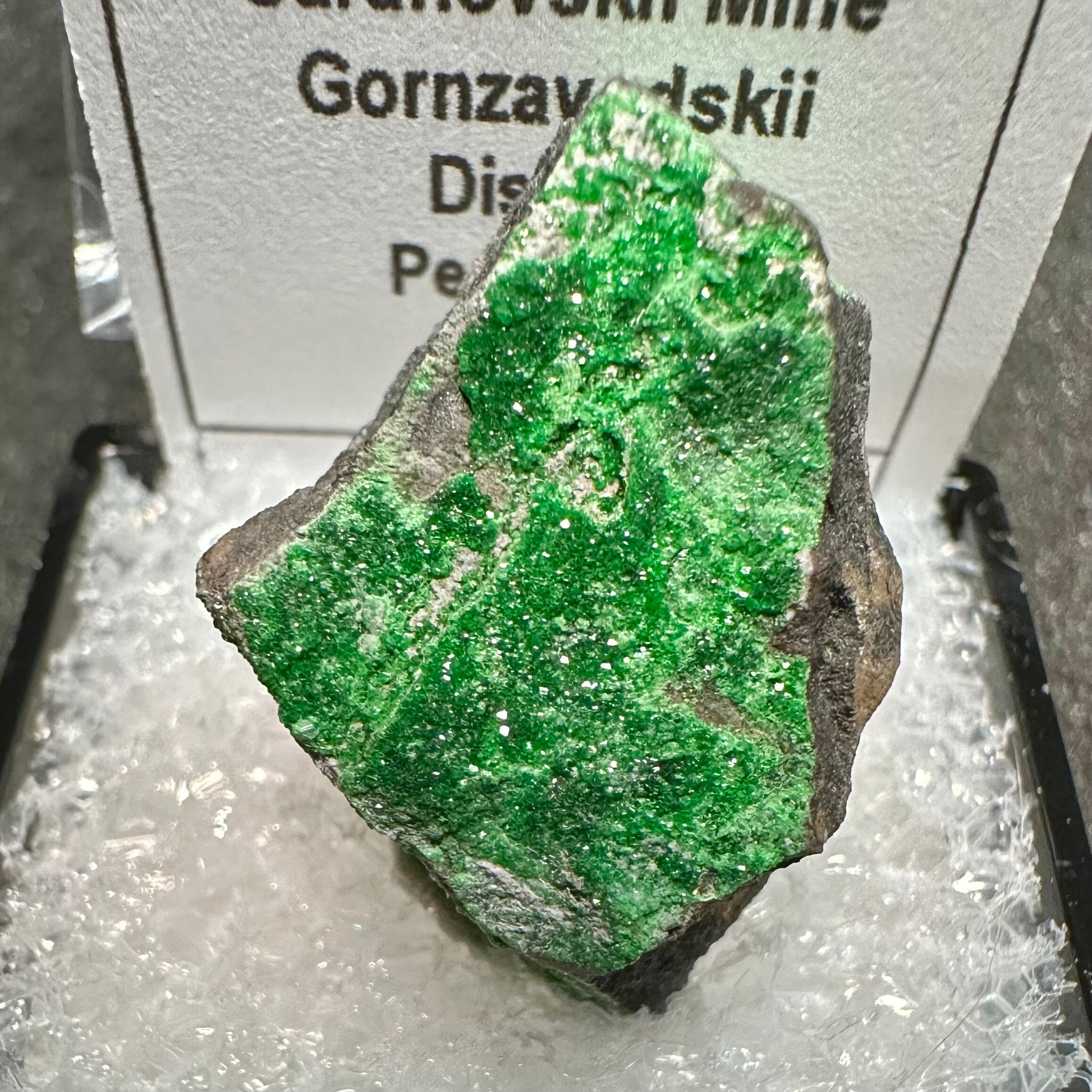 Uvarovite Green Garnets (Thumbnail Specimen)-- Saranovskii Mine, Russia TN22