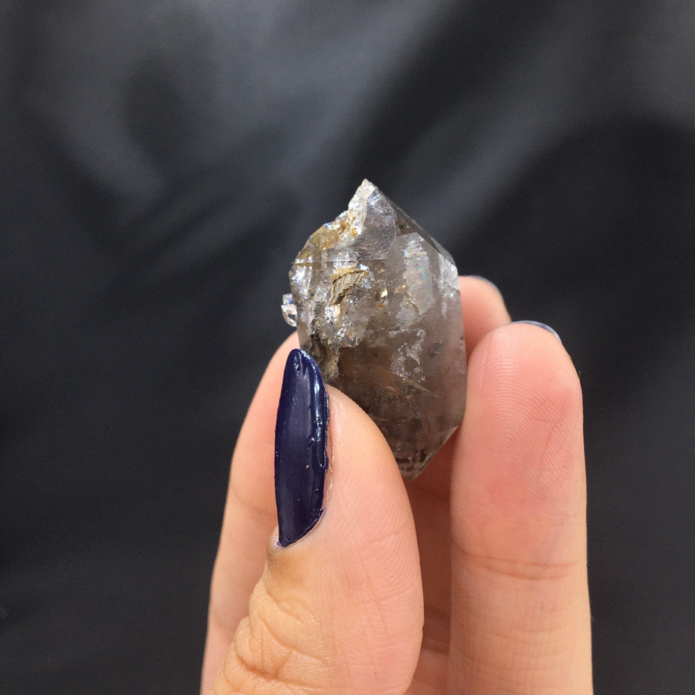 "Black Diamond" (Inclusions) Herkimer Diamond Quartz--Birthday Pocket, Diamond Mtn, New York USA SELF12