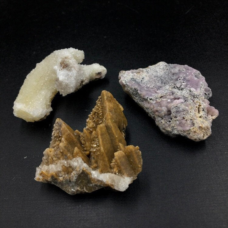 Santa Eulalia MX Set: Selenite, Smithsonite, Dogtooth Calcite MINI35