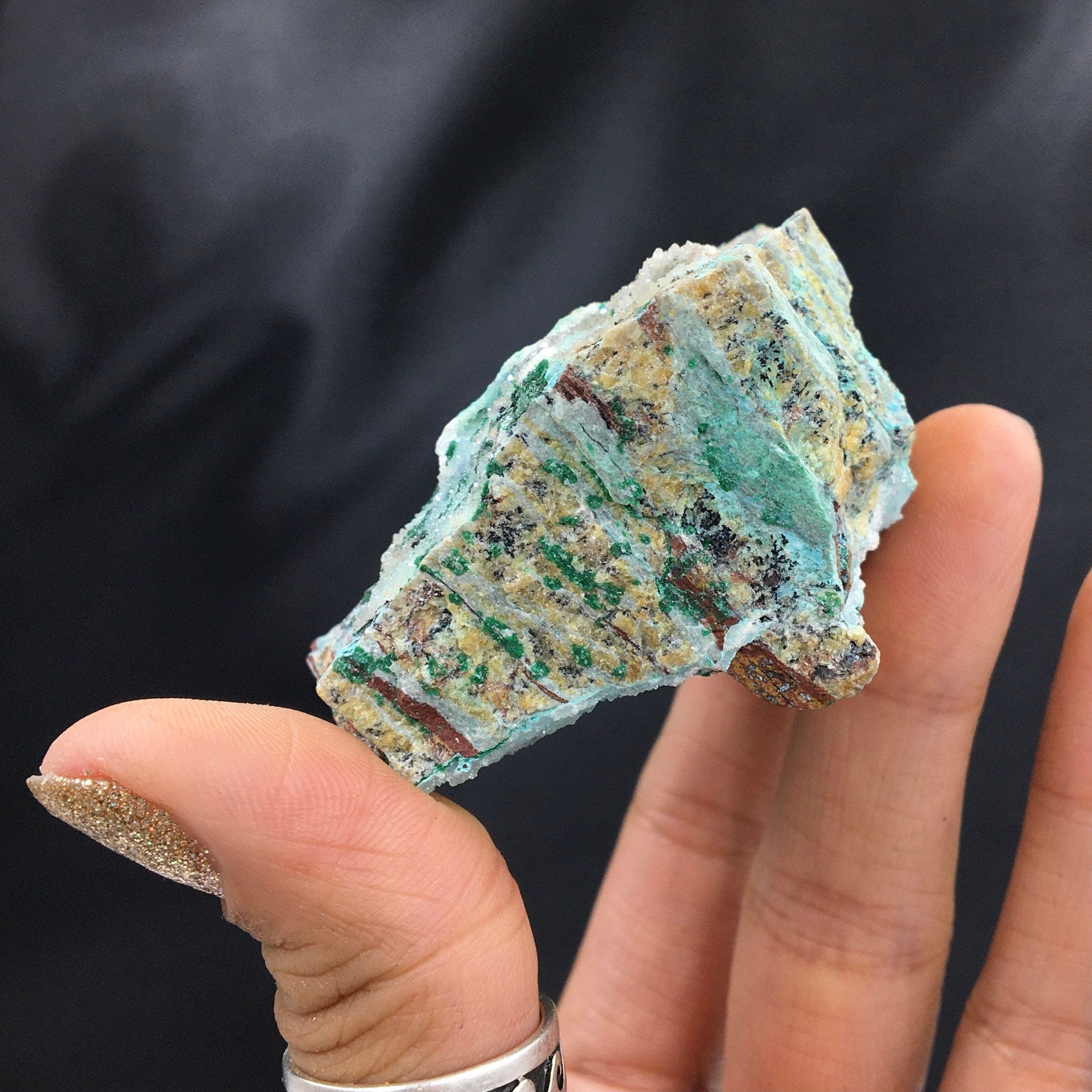 Chrysocolla Druzy Quartz Malachite--Congo CMIX4