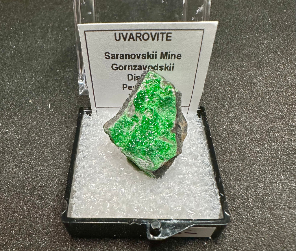 Uvarovite Green Garnets (Thumbnail Specimen)-- Saranovskii Mine, Russia TN22