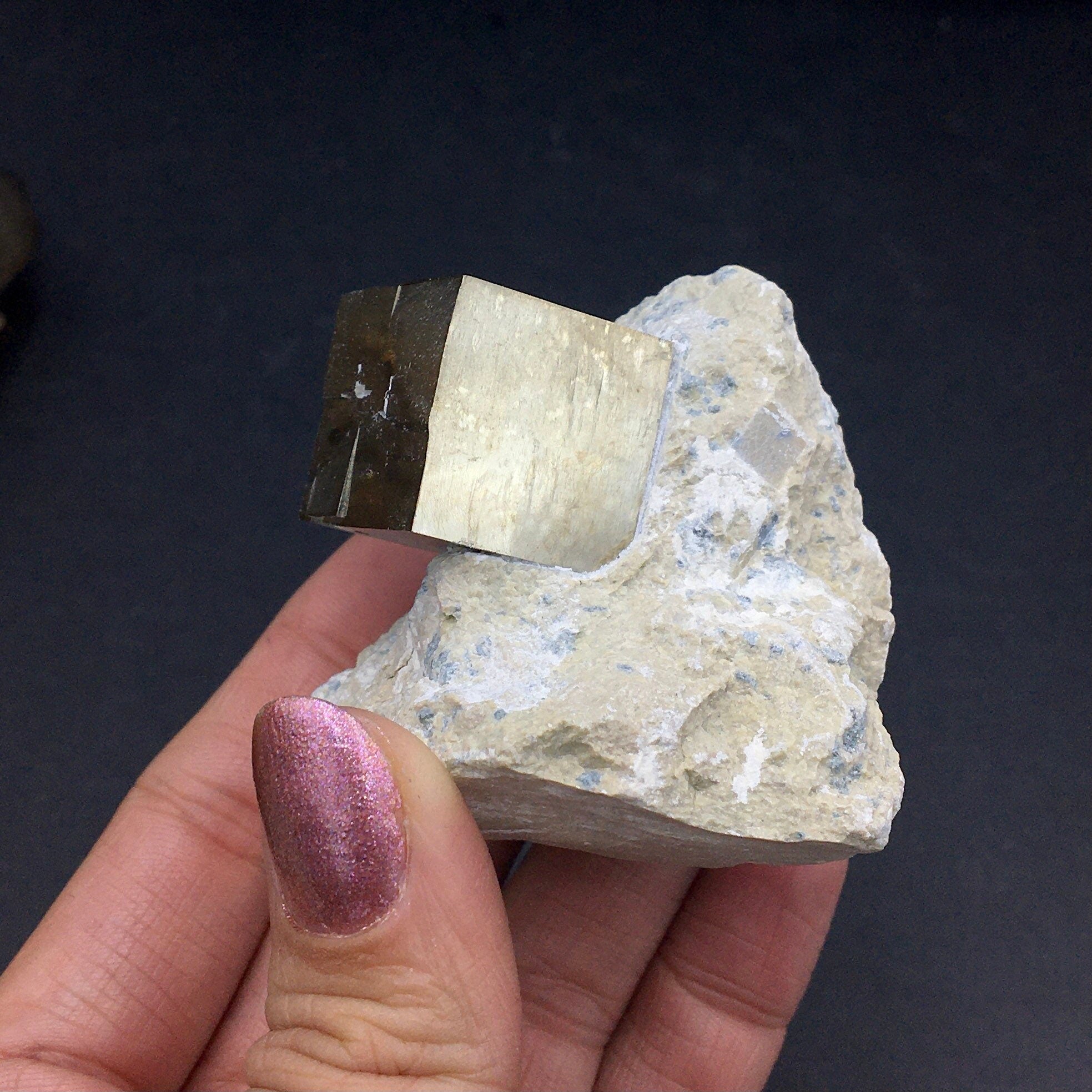 Iron Pyrite Cubic Crystal Cluster: Metallic Mineral Specimen, Navajún Spain (SMALL7)