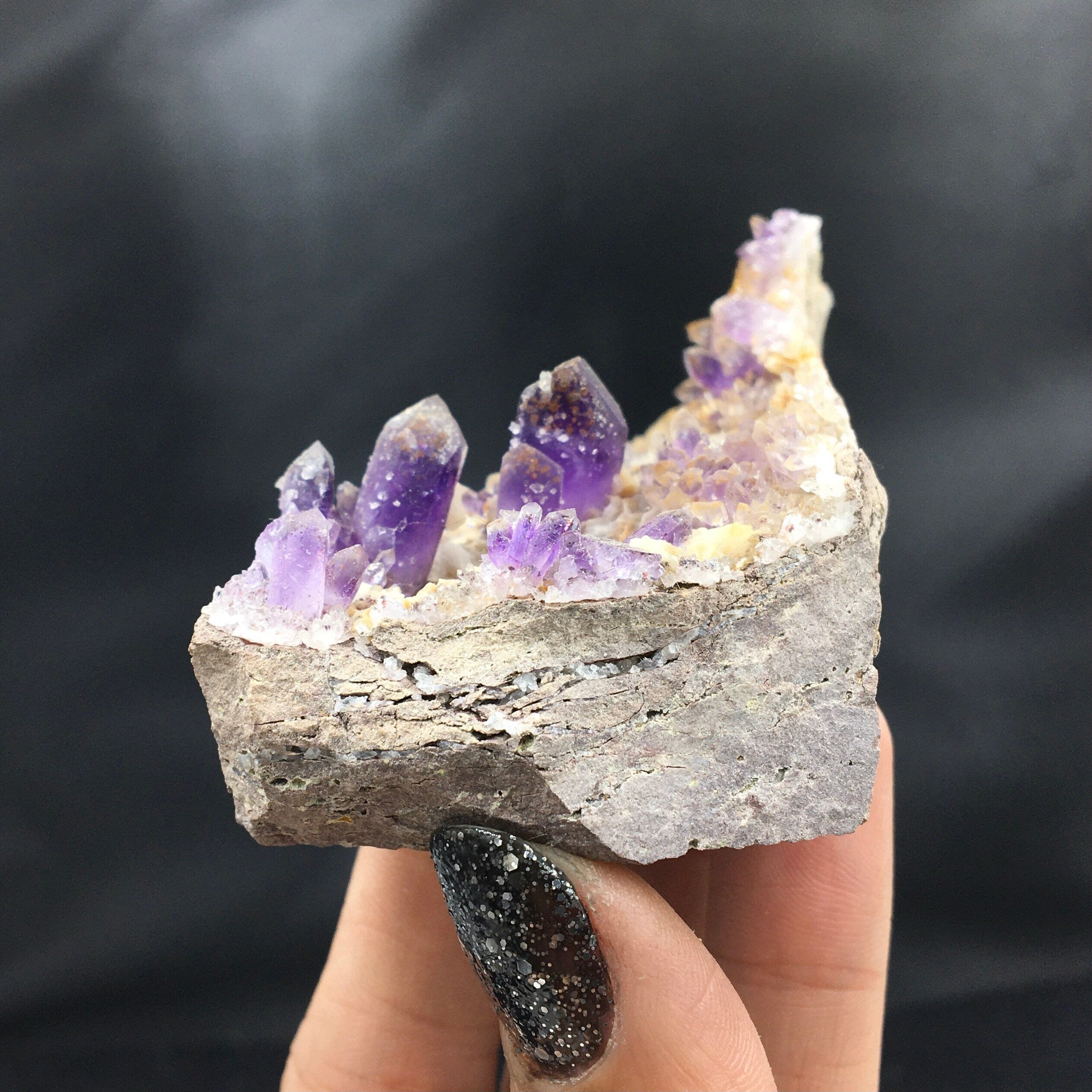 Amethyst Crystals in Matrix (Small Cabinet)--Brandberg area, Namibia A-E10