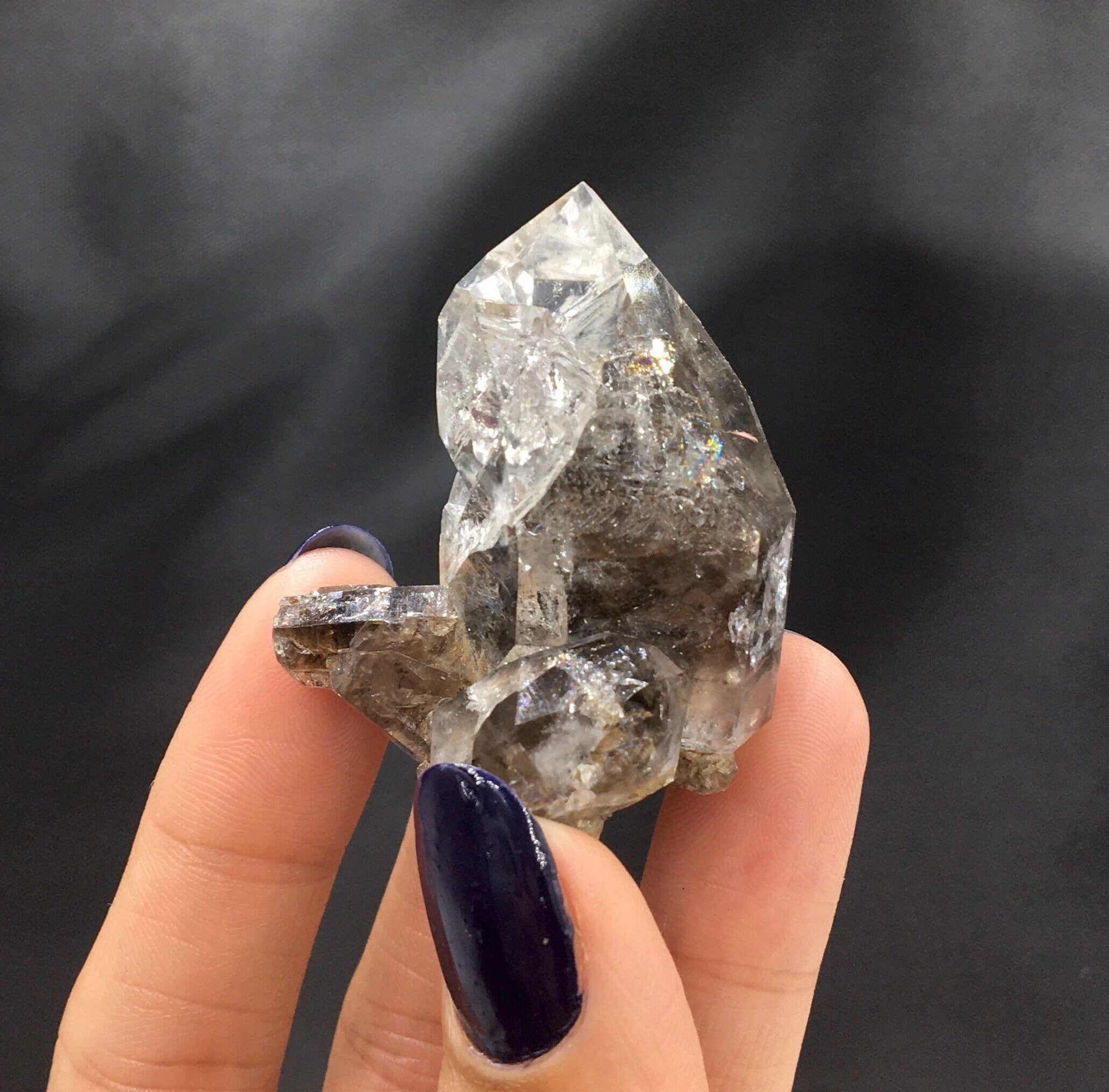 "Black Diamond" (Inclusions) Herkimer Diamond Quartz--Birthday Pocket, Diamond Mtn, New York USASELF6