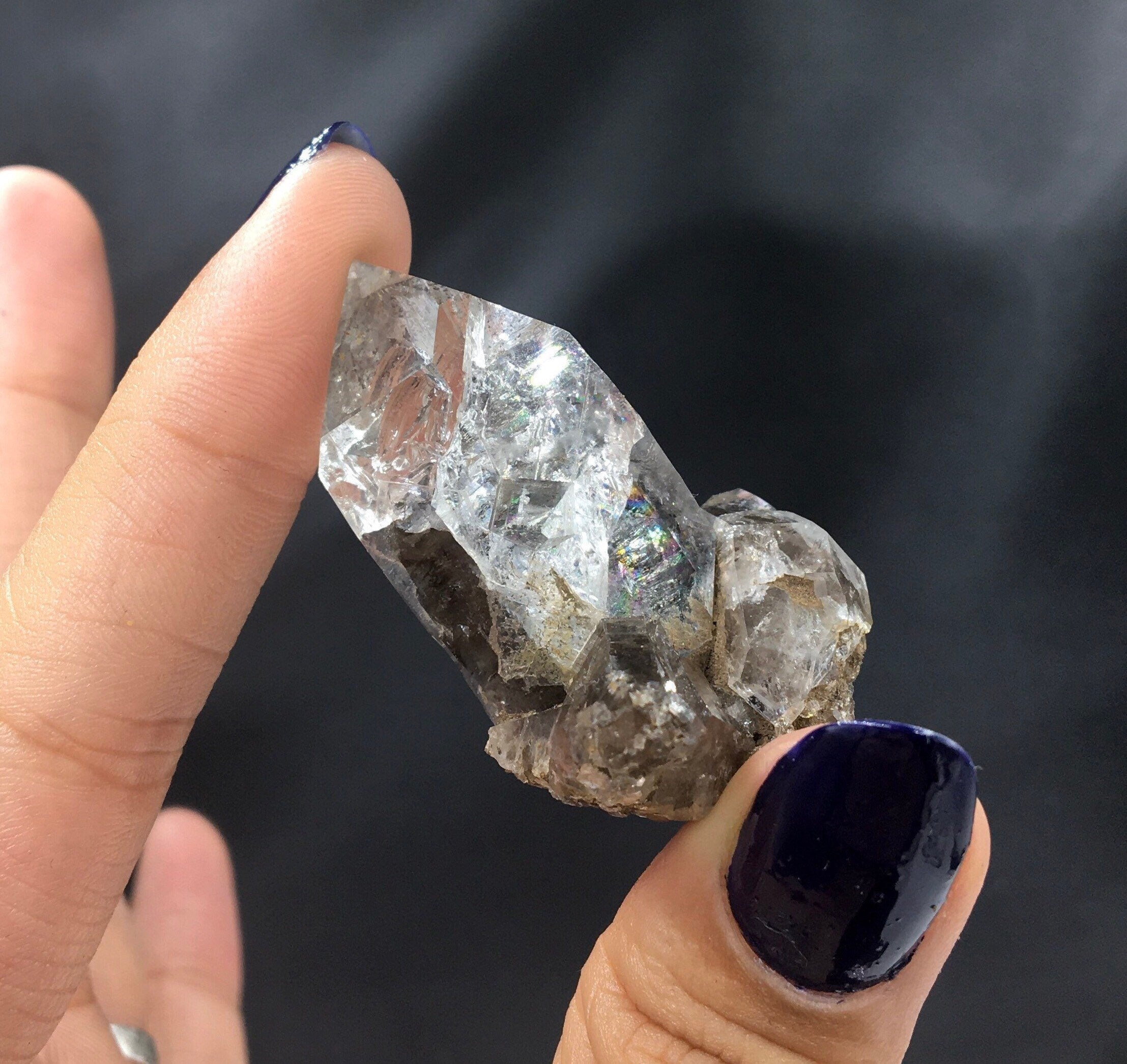 "Black Diamond" (Inclusions) Herkimer Diamond Quartz--Birthday Pocket, Diamond Mtn, New York USASELF6