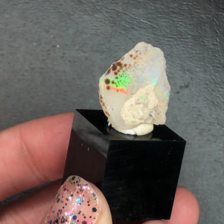 Ethiopian Opal Raw Specimen: Rainbow Fire, Leopard Print--Ethiopia MINI4