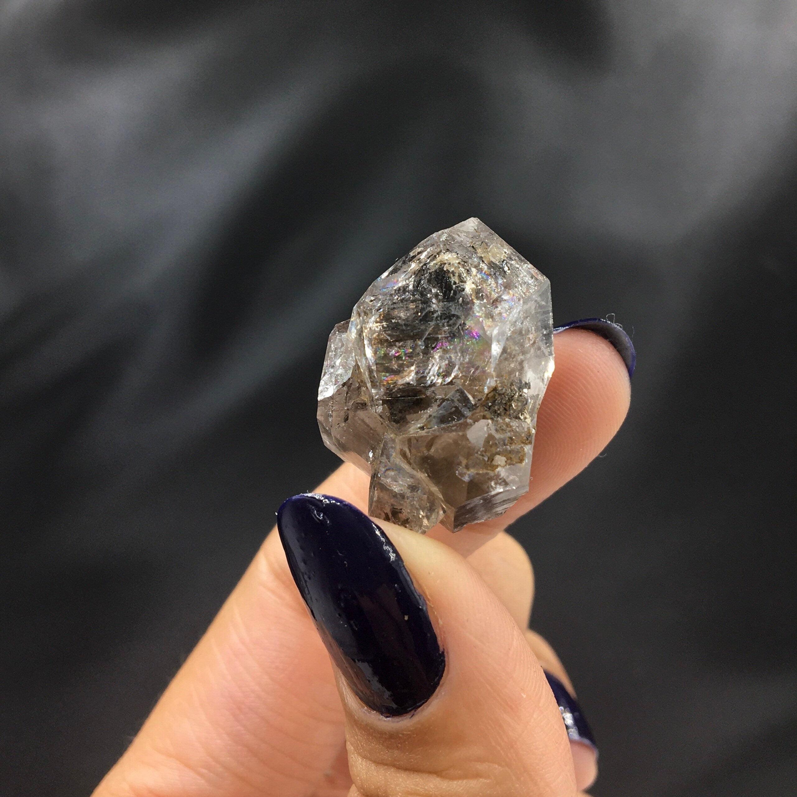"Black Diamond" (Inclusions) Herkimer Diamond Quartz--Birthday Pocket, Diamond Mtn, New York USA SELF13