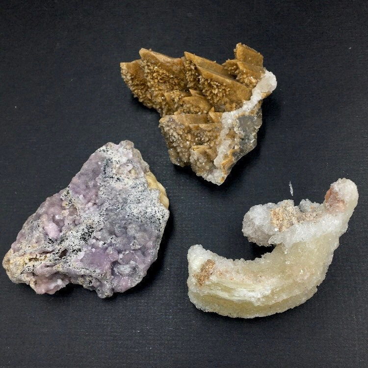 Santa Eulalia MX Set: Selenite, Smithsonite, Dogtooth Calcite MINI35