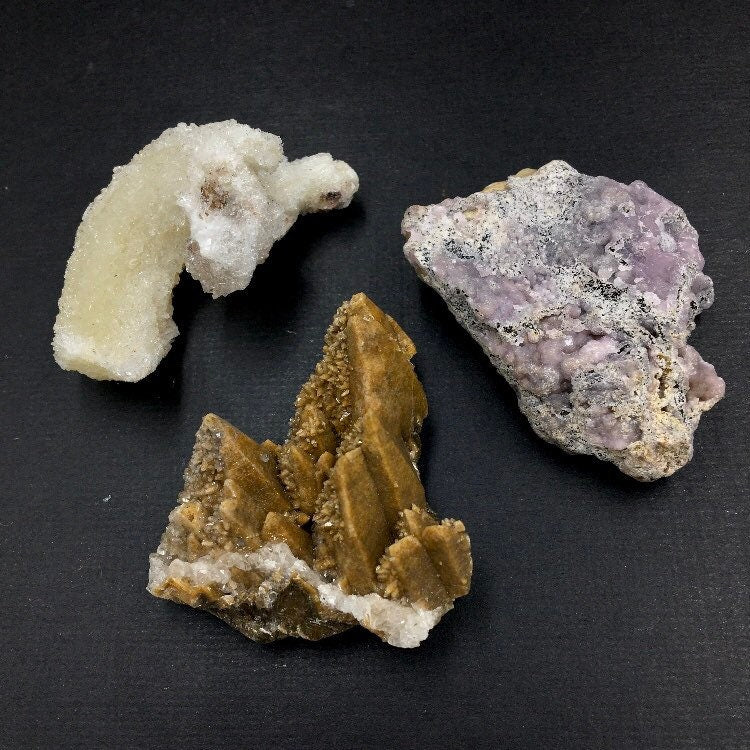 Santa Eulalia MX Set: Selenite, Smithsonite, Dogtooth Calcite MINI35