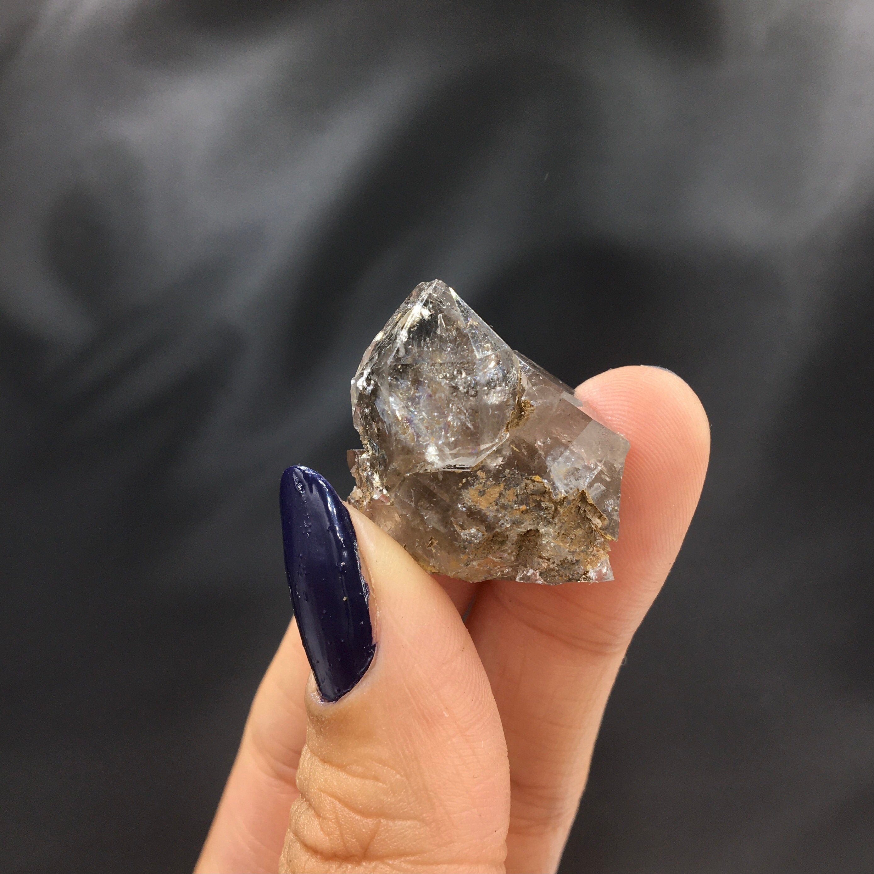 "Black Diamond" (Inclusions) Herkimer Diamond Quartz--Birthday Pocket, Diamond Mtn, New York USA SELF13