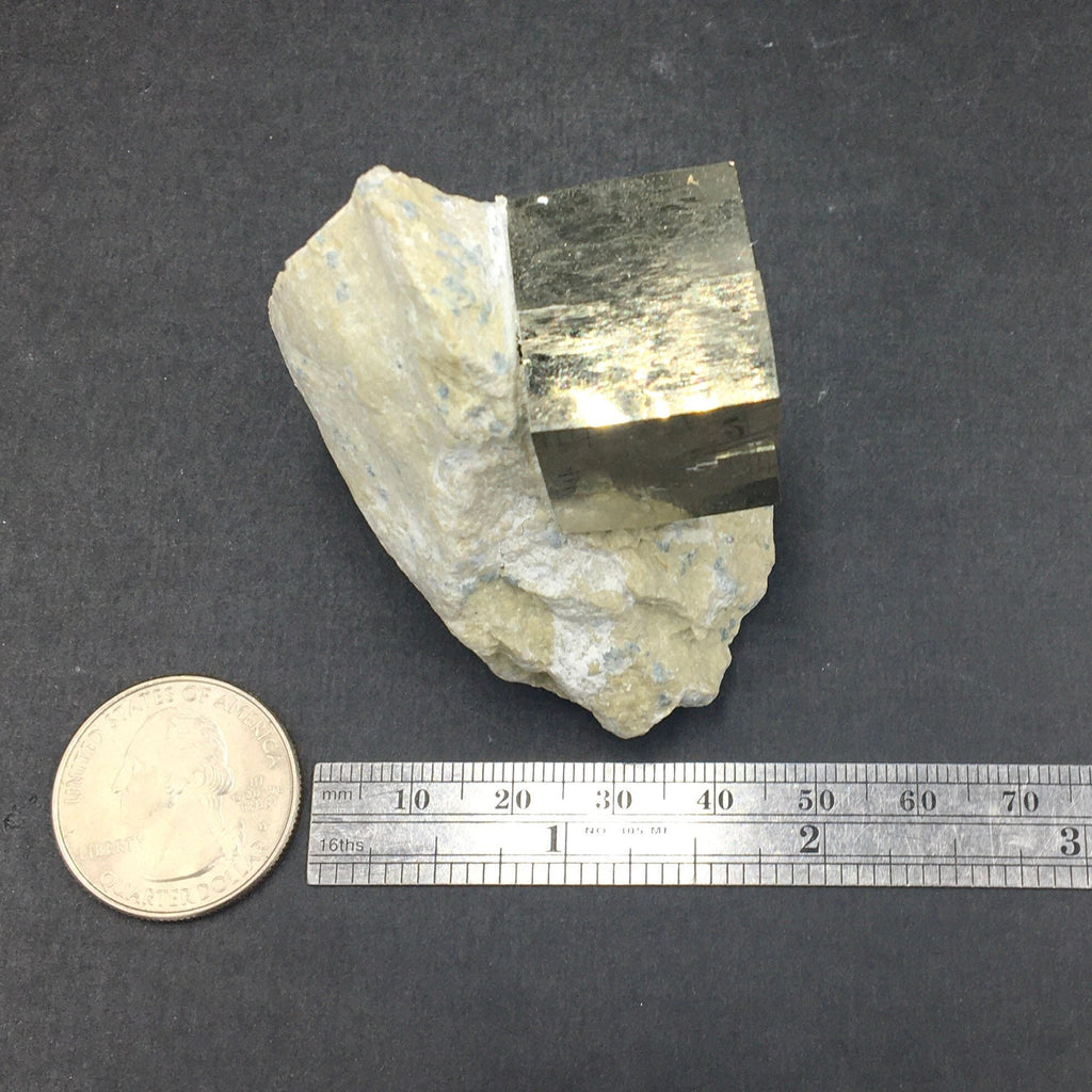 Iron Pyrite Cubic Crystal Cluster: Metallic Mineral Specimen, Navajún Spain (SMALL7)