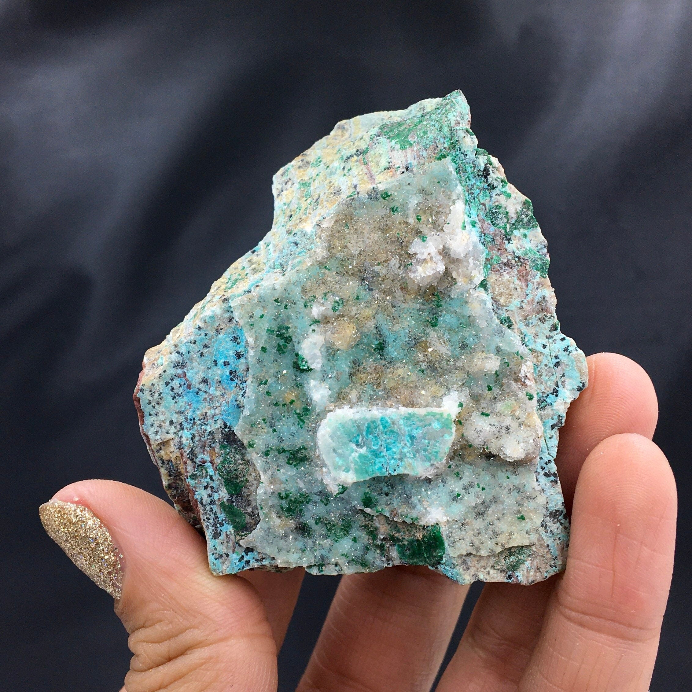 Chrysocolla Druzy Quartz Malachite--Congo CMIX4