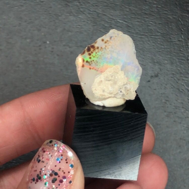 Ethiopian Opal Raw Specimen: Rainbow Fire, Leopard Print--Ethiopia MINI4
