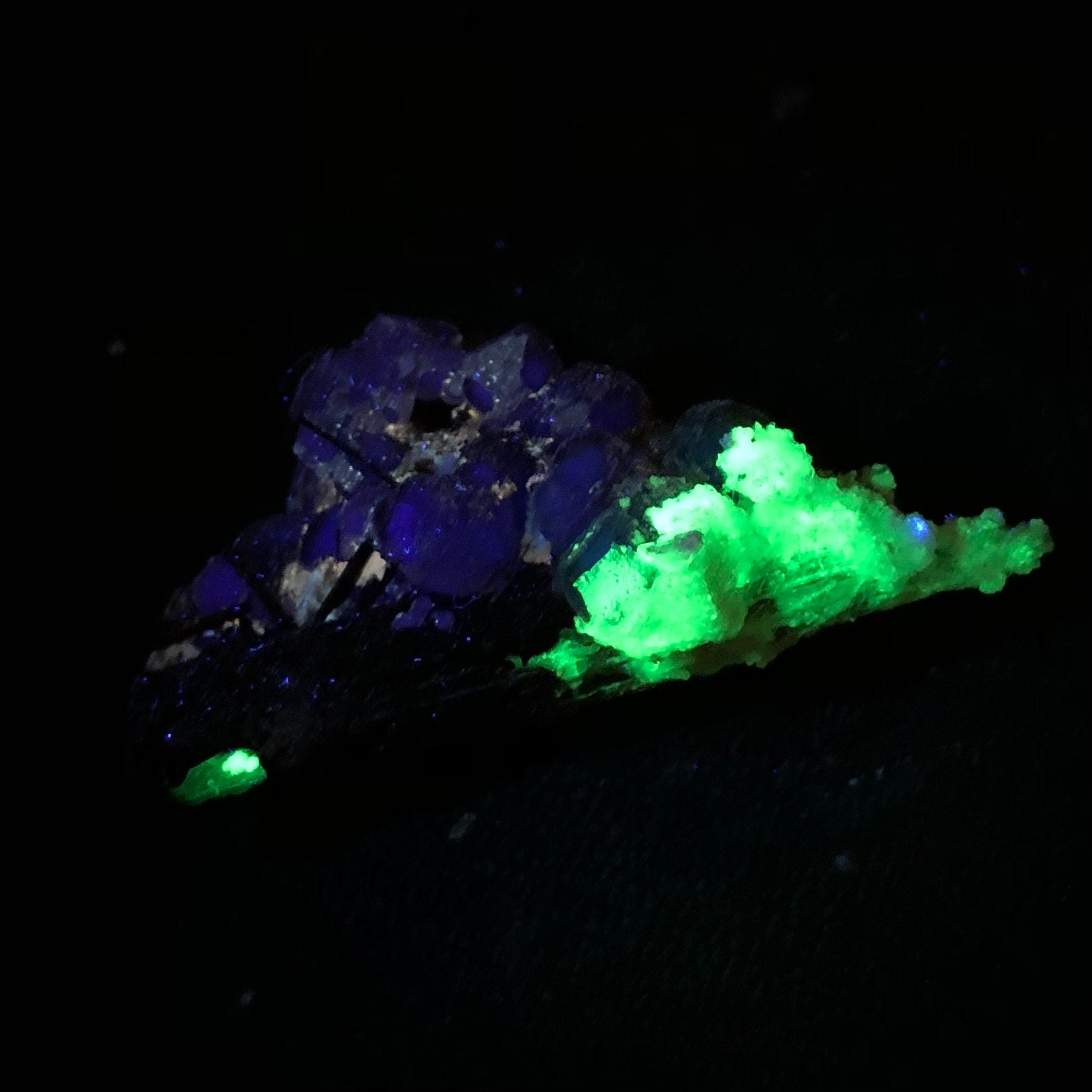Black Tourmaline, Purple Fluorite & Hyalite Opal Cluster--Erongo, Namibia (FLUO1)