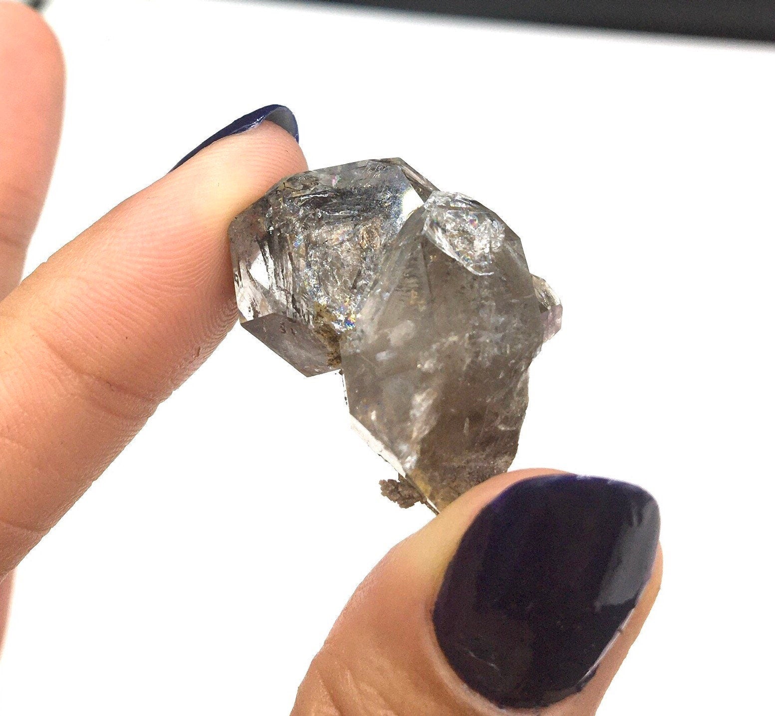 "Black Diamond" (Inclusions) Herkimer Diamond Quartz--Birthday Pocket, Diamond Mtn, New York USA SELF13