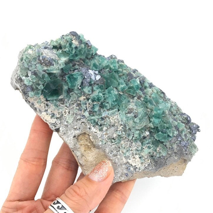 Green Fluorite Galena UV--Rogerley Mine, England FLUO3