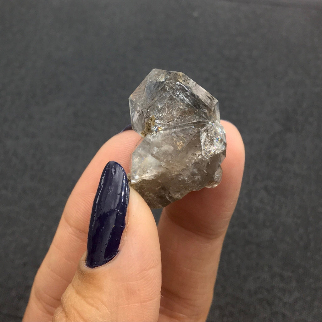 "Black Diamond" (Inclusions) Herkimer Diamond Quartz--Birthday Pocket, Diamond Mtn, New York USA SELF13