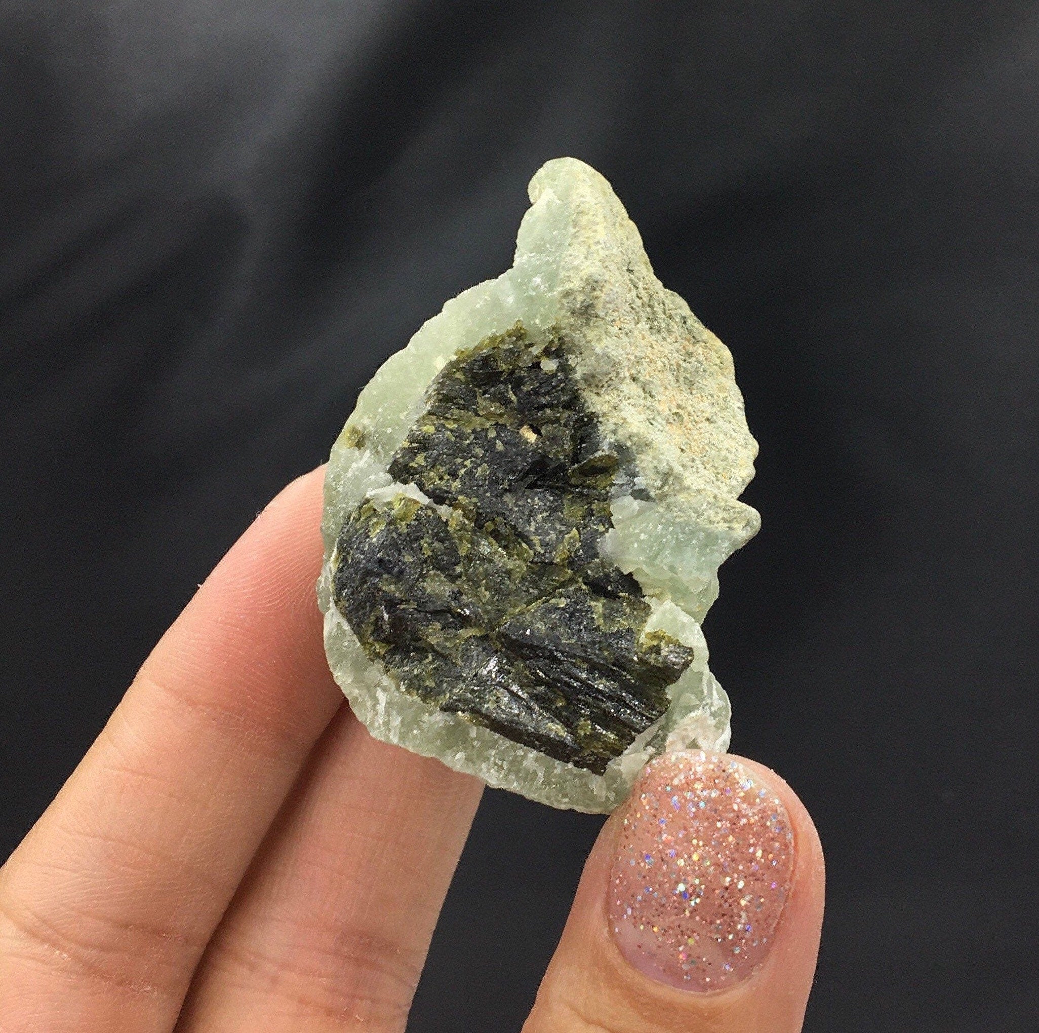 Prehnite Epidote Stilbite Botryoidal Specimen (Miniature)--Mali SMALL2