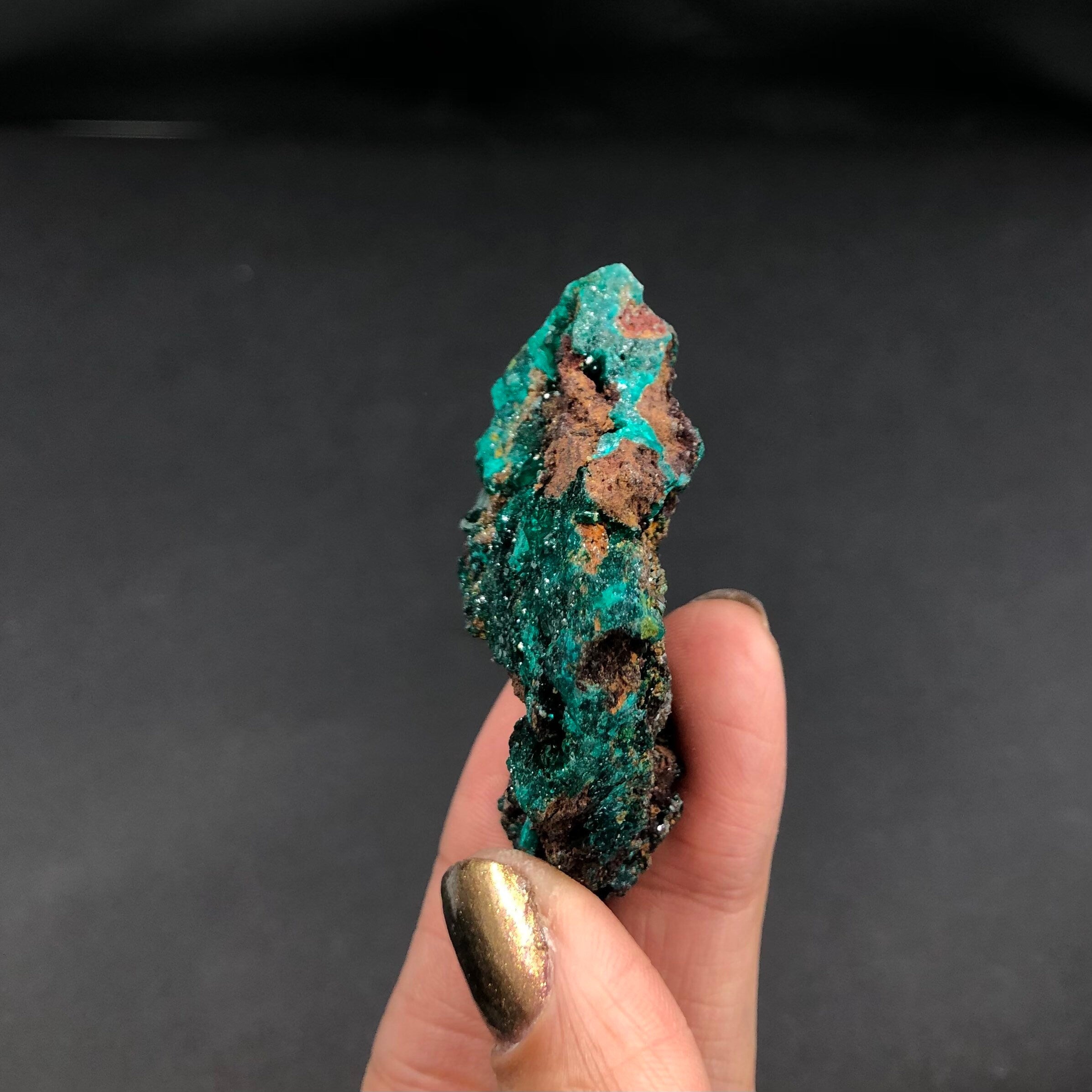 Dioptase Mimetite Cluster (Miniature)--N’tola, Mindouli, Congo A-E5