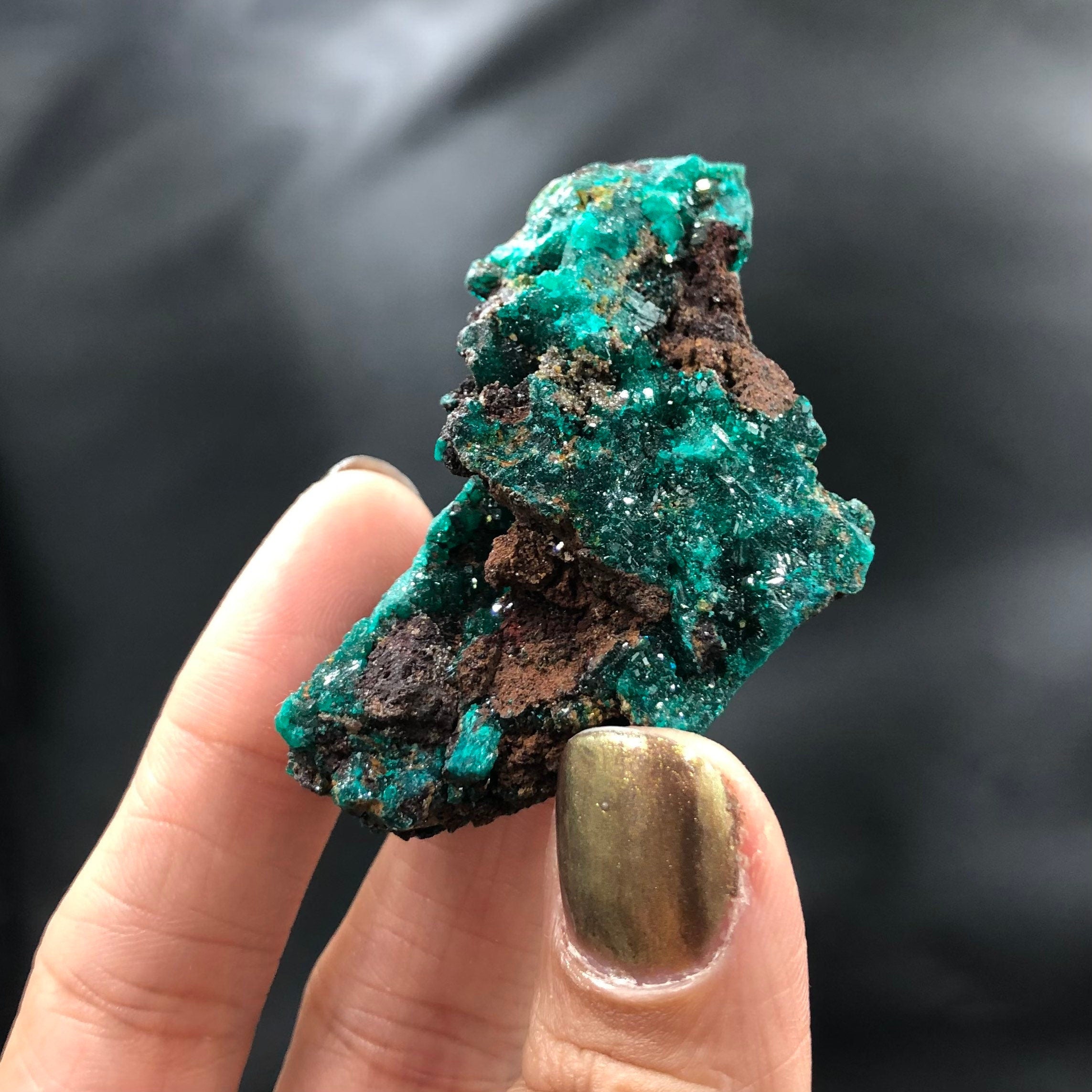 Dioptase Mimetite Cluster (Miniature)--N’tola, Mindouli, Congo A-E5