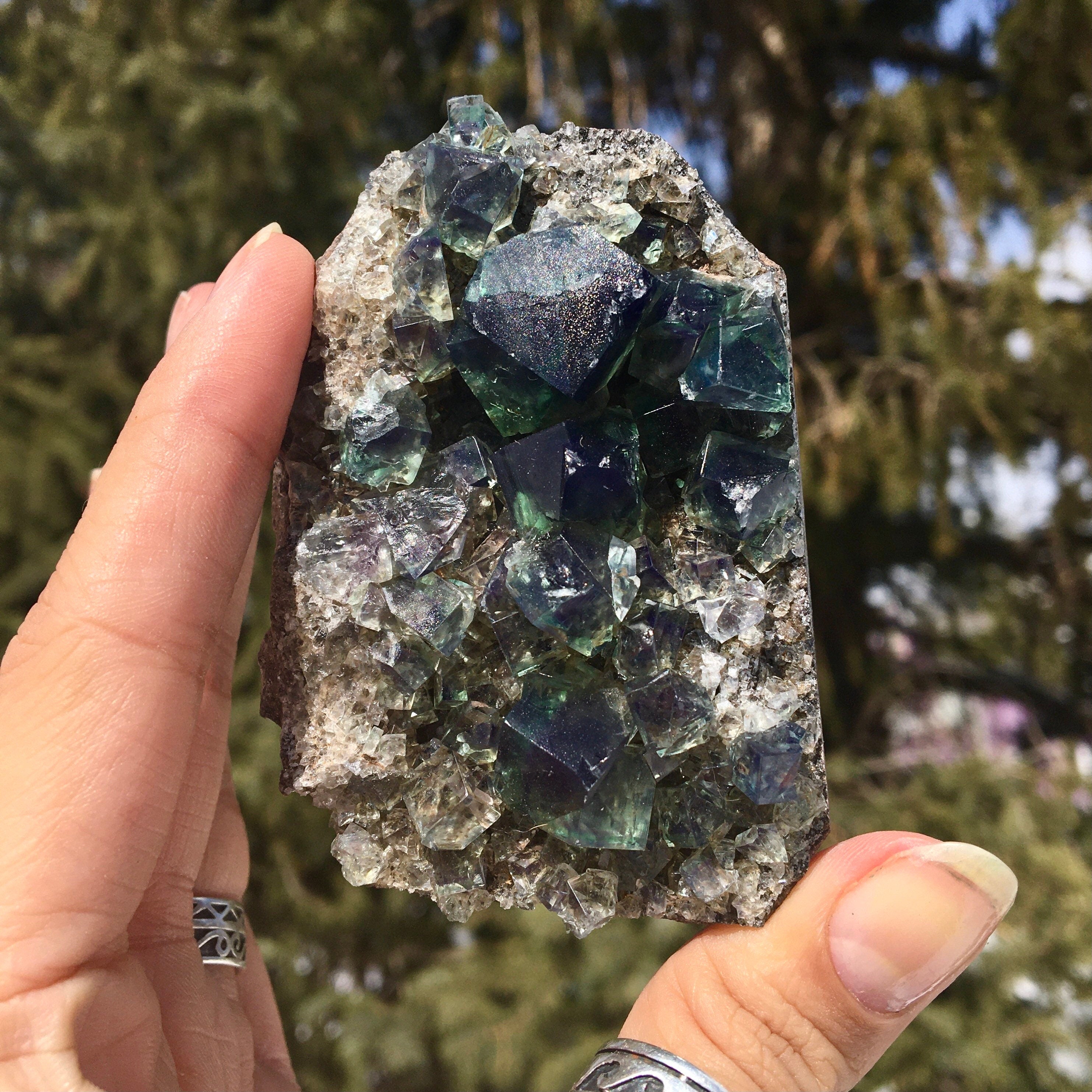 Green Fluorite Cluster--Fairy Holes Pocket, Lady Annabella Mine, England FLUO8
