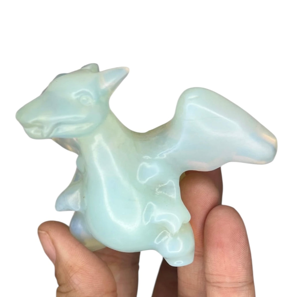 Charizard Inspired Dragon Opalized Glass Carving