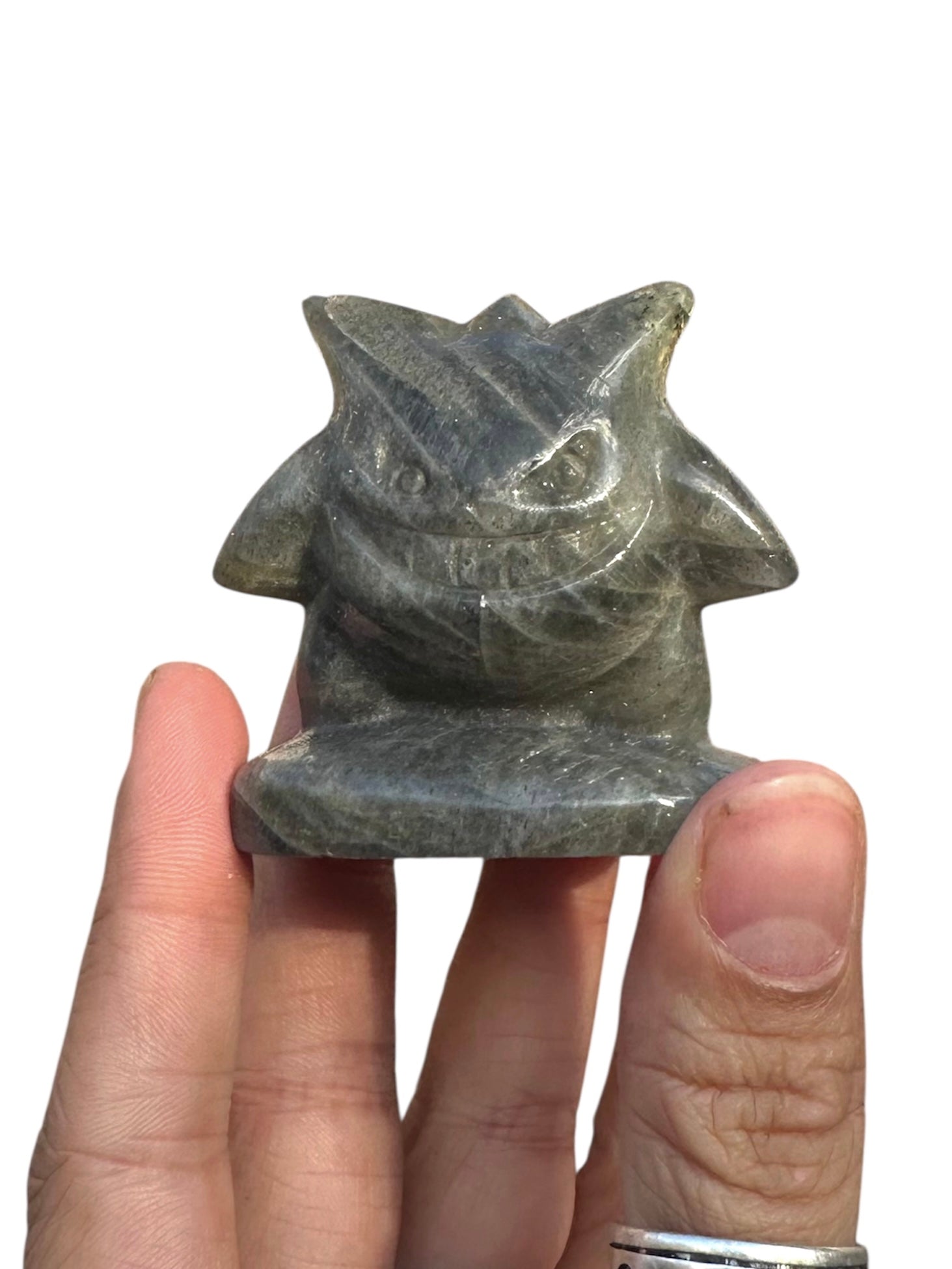 Gengar inspired Labradorite Ghost Carving