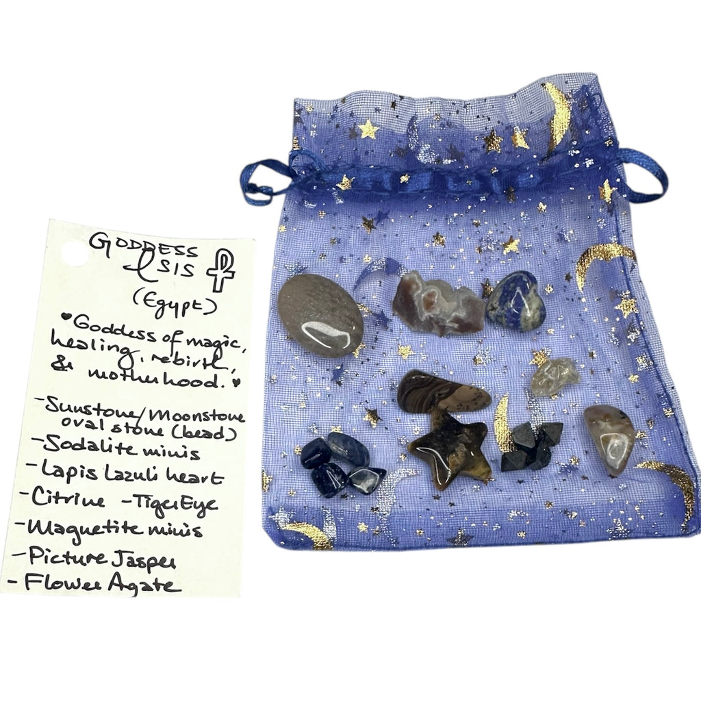 Goddess Isis: Crystal & Gemstone Set, Blue Celestial Gift Bag