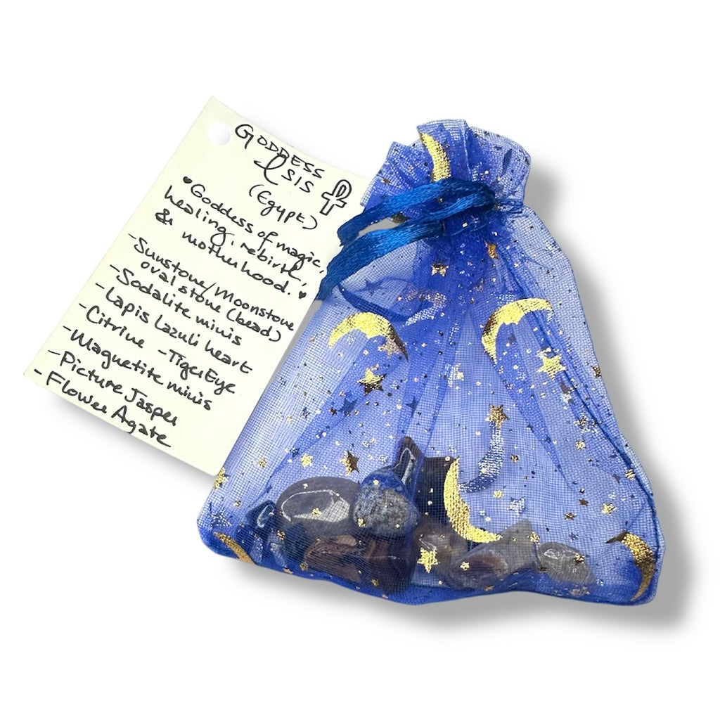 Goddess Isis: Crystal & Gemstone Set, Blue Celestial Gift Bag