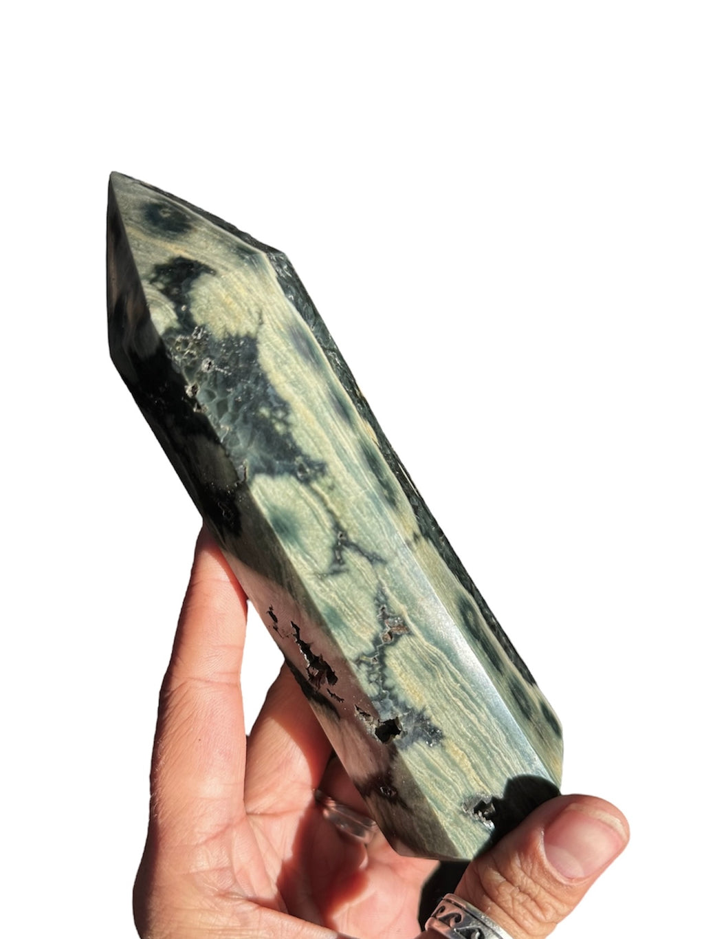 Ocean Jasper Green Polished Tower