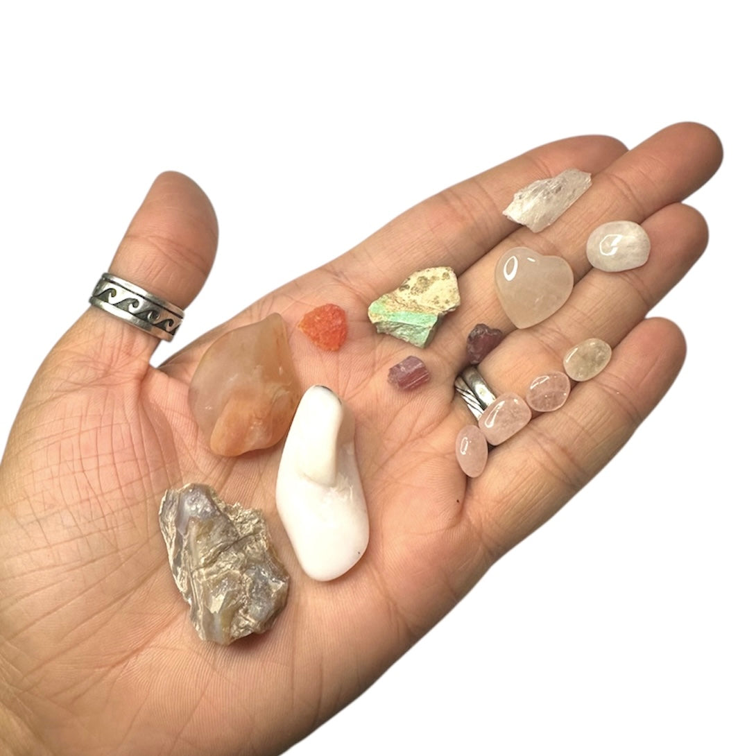 Goddess Aphrodite: Crystal & Gemstone Set, Pink Celestial Gift Bag