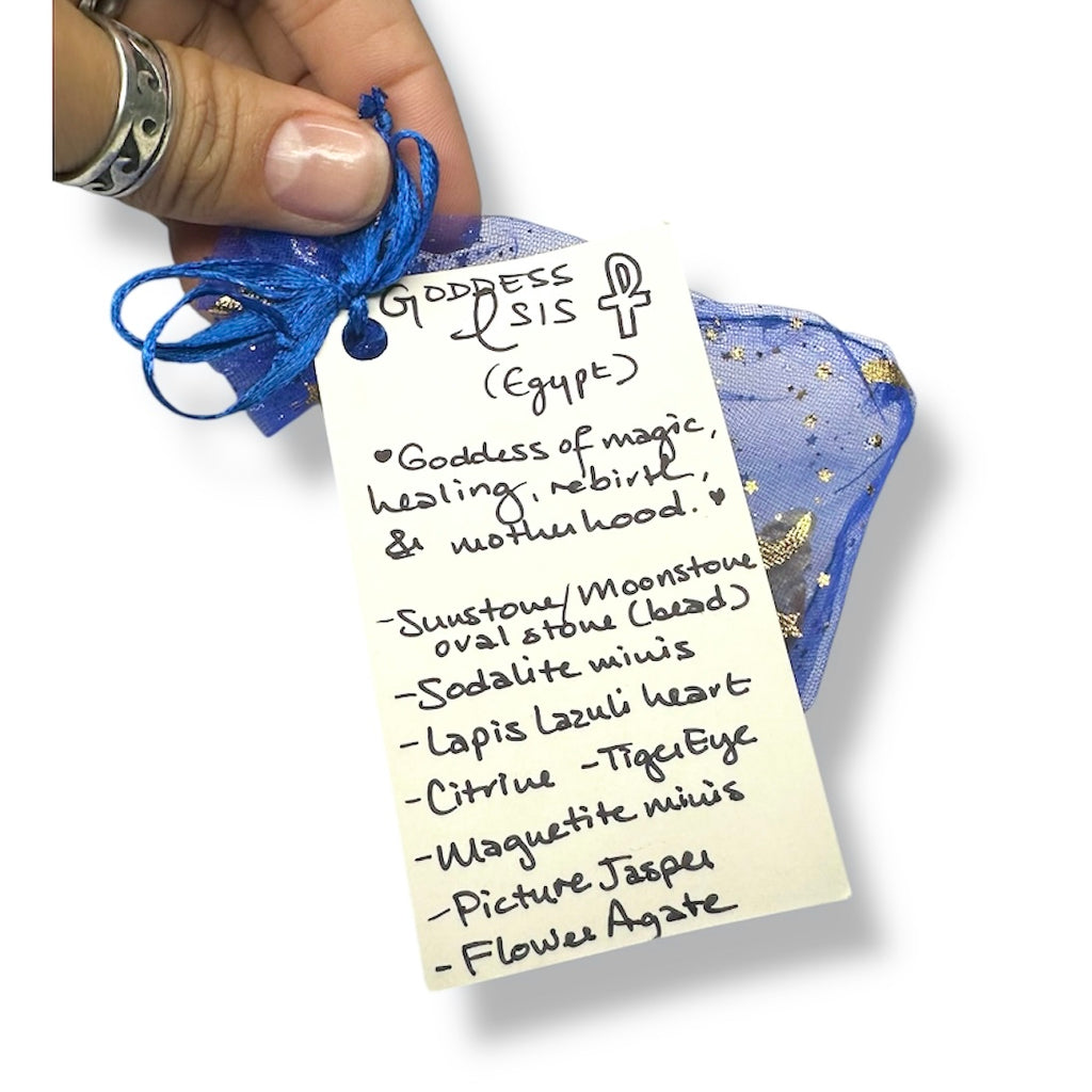 Goddess Isis: Crystal & Gemstone Set, Blue Celestial Gift Bag