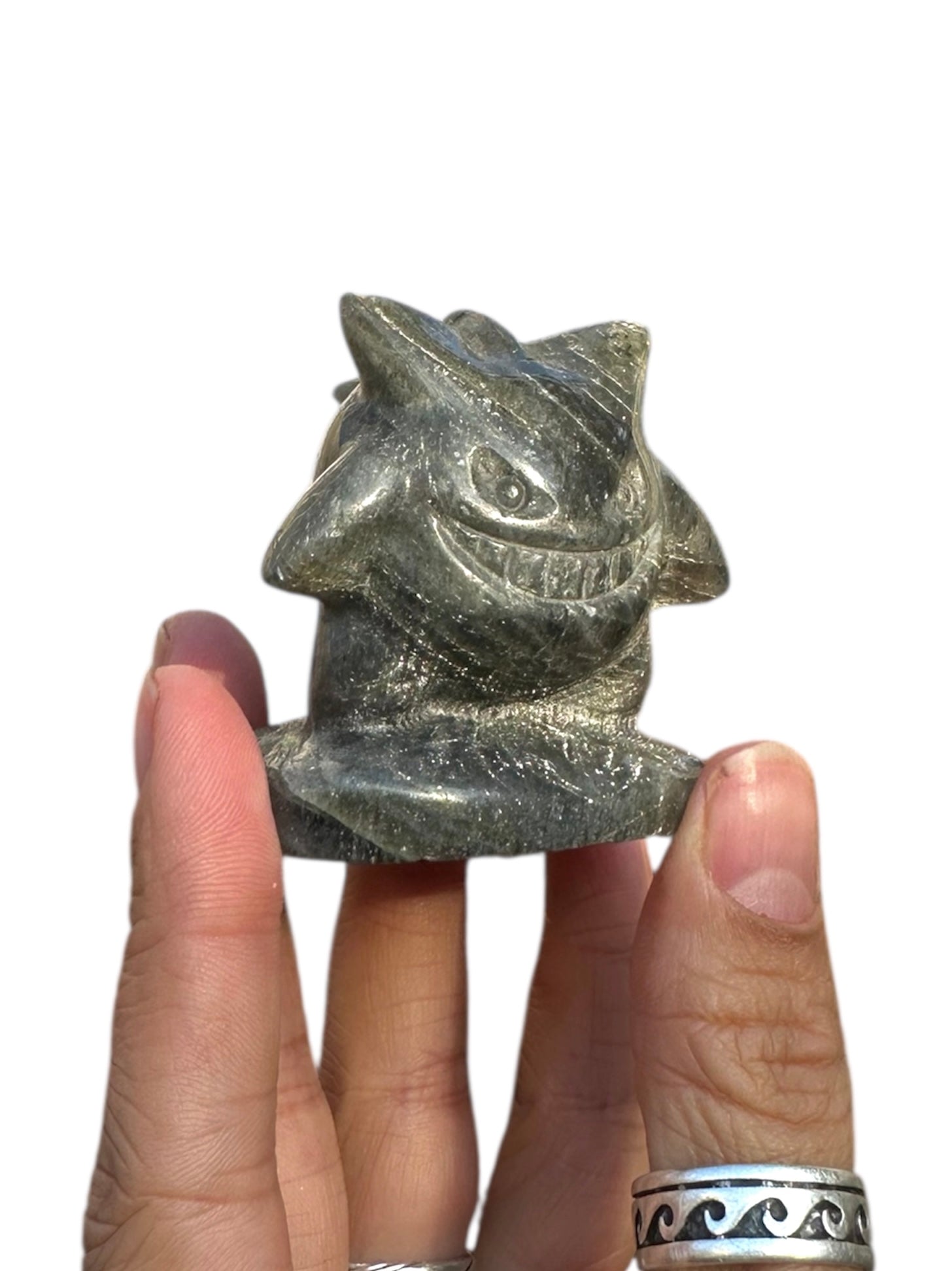 Gengar inspired Labradorite Ghost Carving
