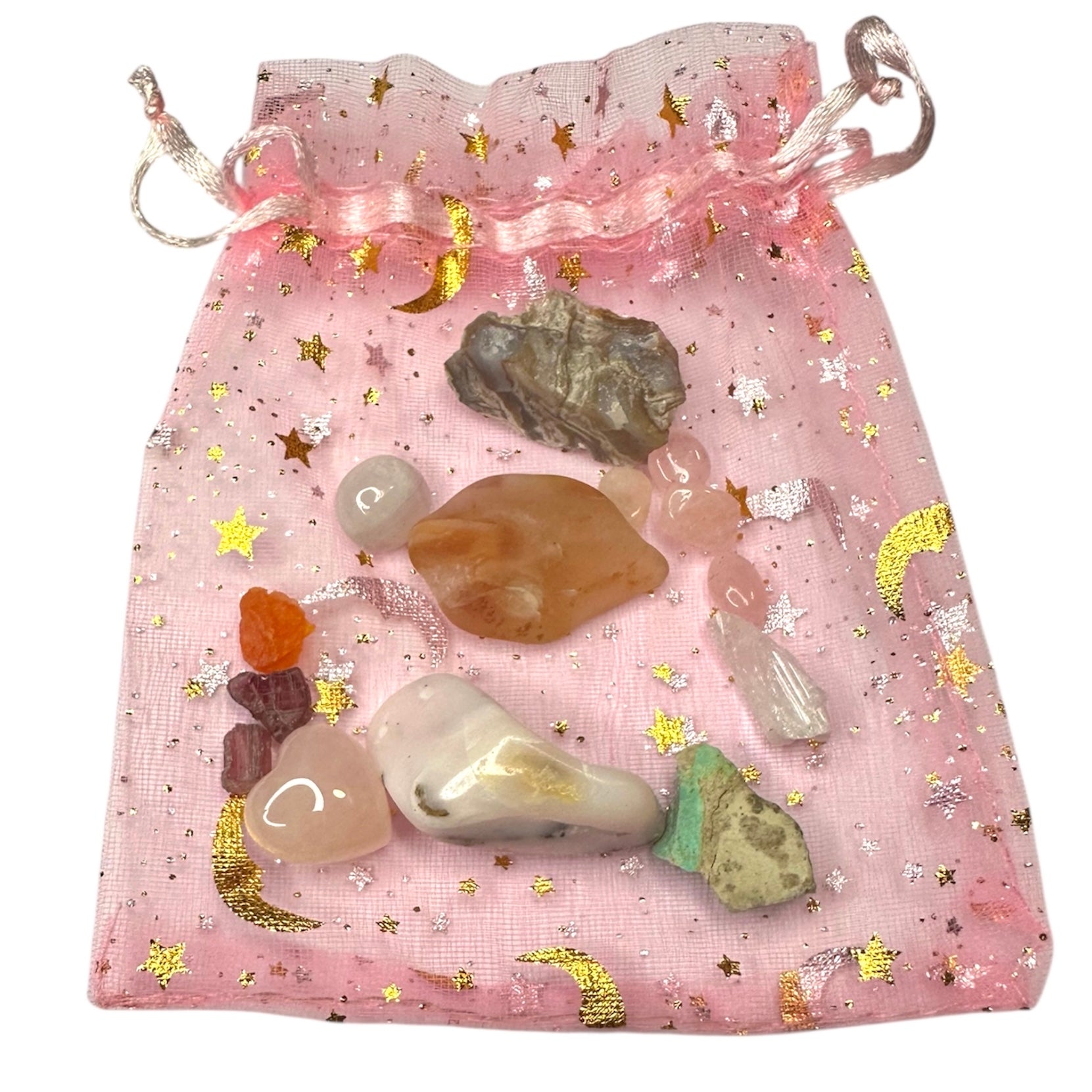 Goddess Aphrodite: Crystal & Gemstone Set, Pink Celestial Gift Bag