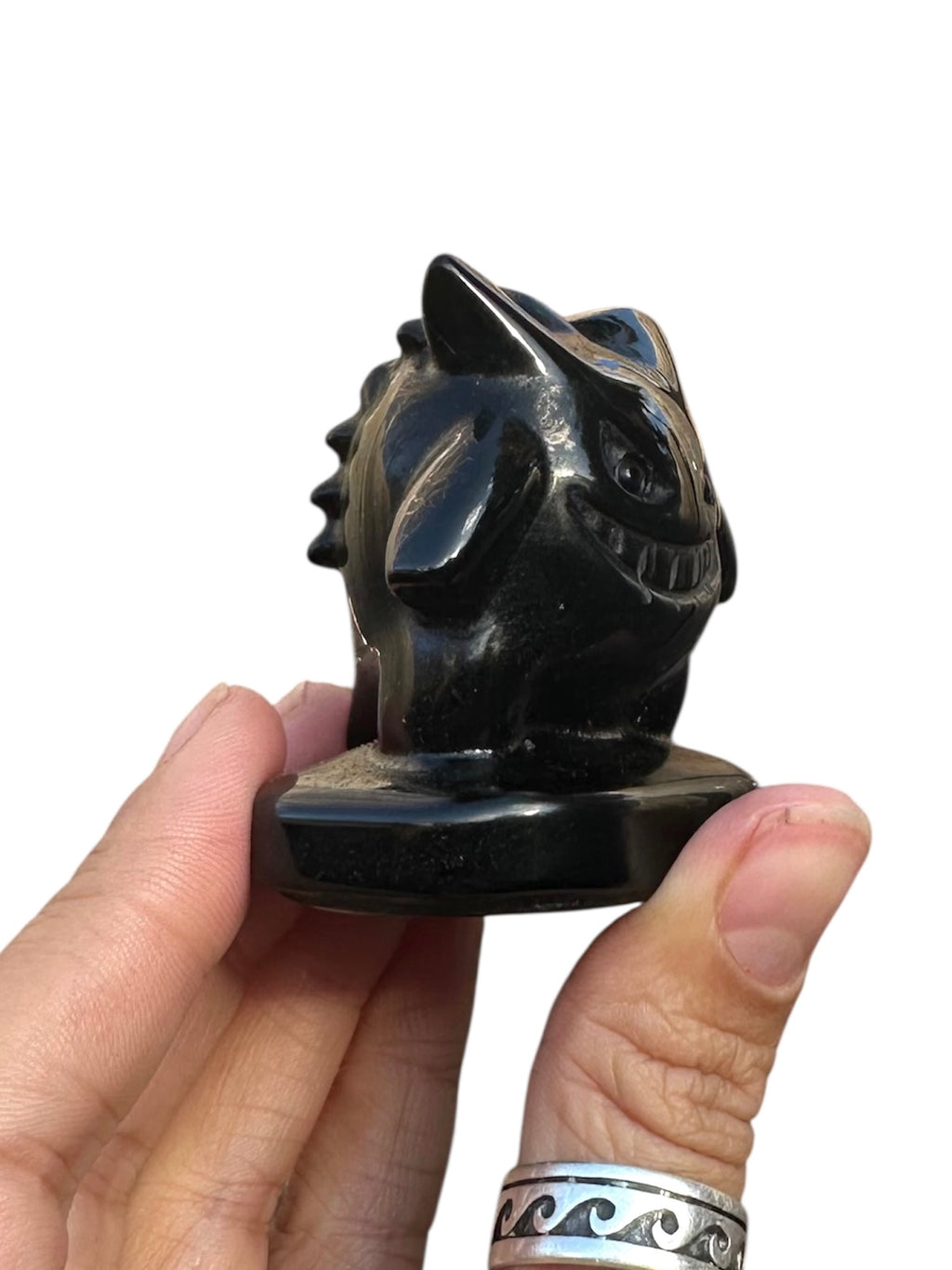 Gengar inspired Black Obsidian Ghost Carving