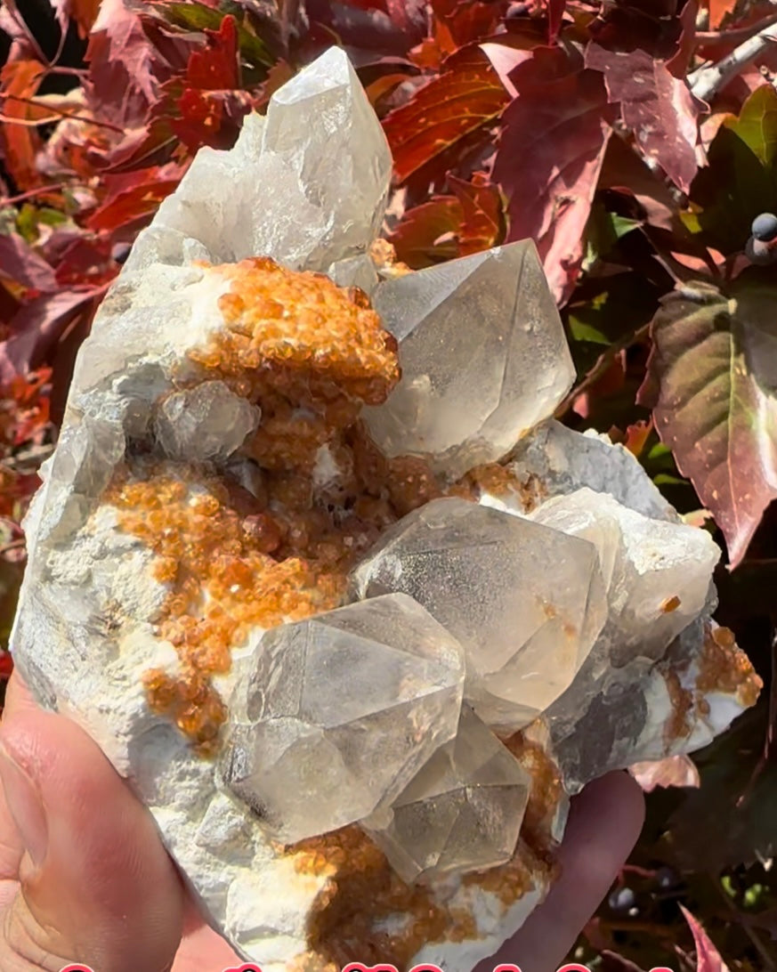 Spessartine Orange Garnet, Smoky Quartz, Microcline — Tongbei, Fujian, China