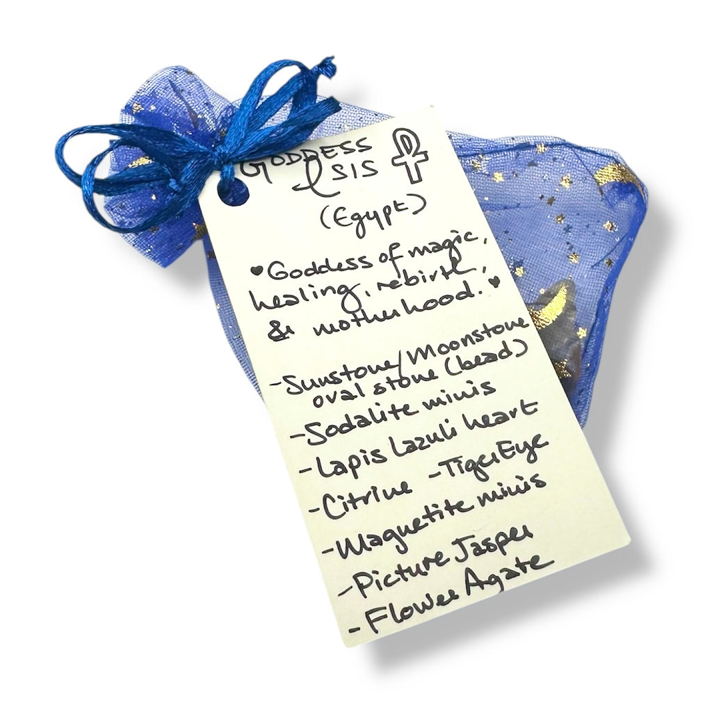 Goddess Isis: Crystal & Gemstone Set, Blue Celestial Gift Bag