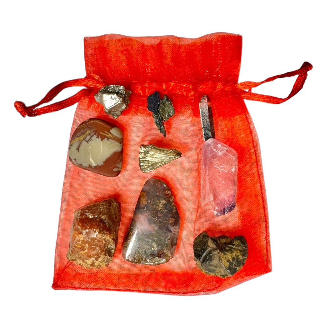 Orisha Goddess Oya: Crystal & Gemstone Set, Red Gift Bag