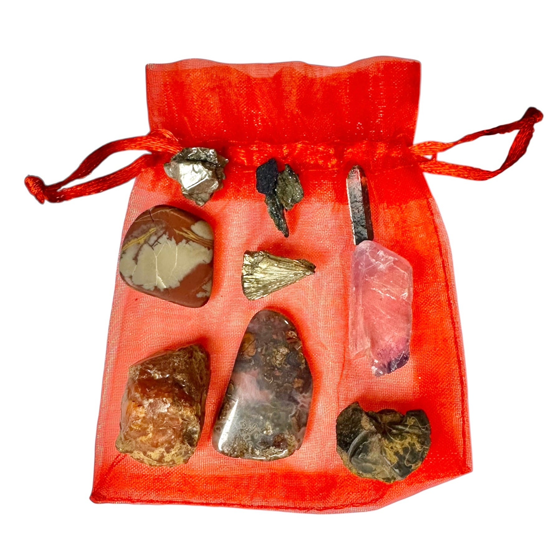 Orisha Goddess Oya: Crystal &amp; Gemstone Set, Red Gift Bag